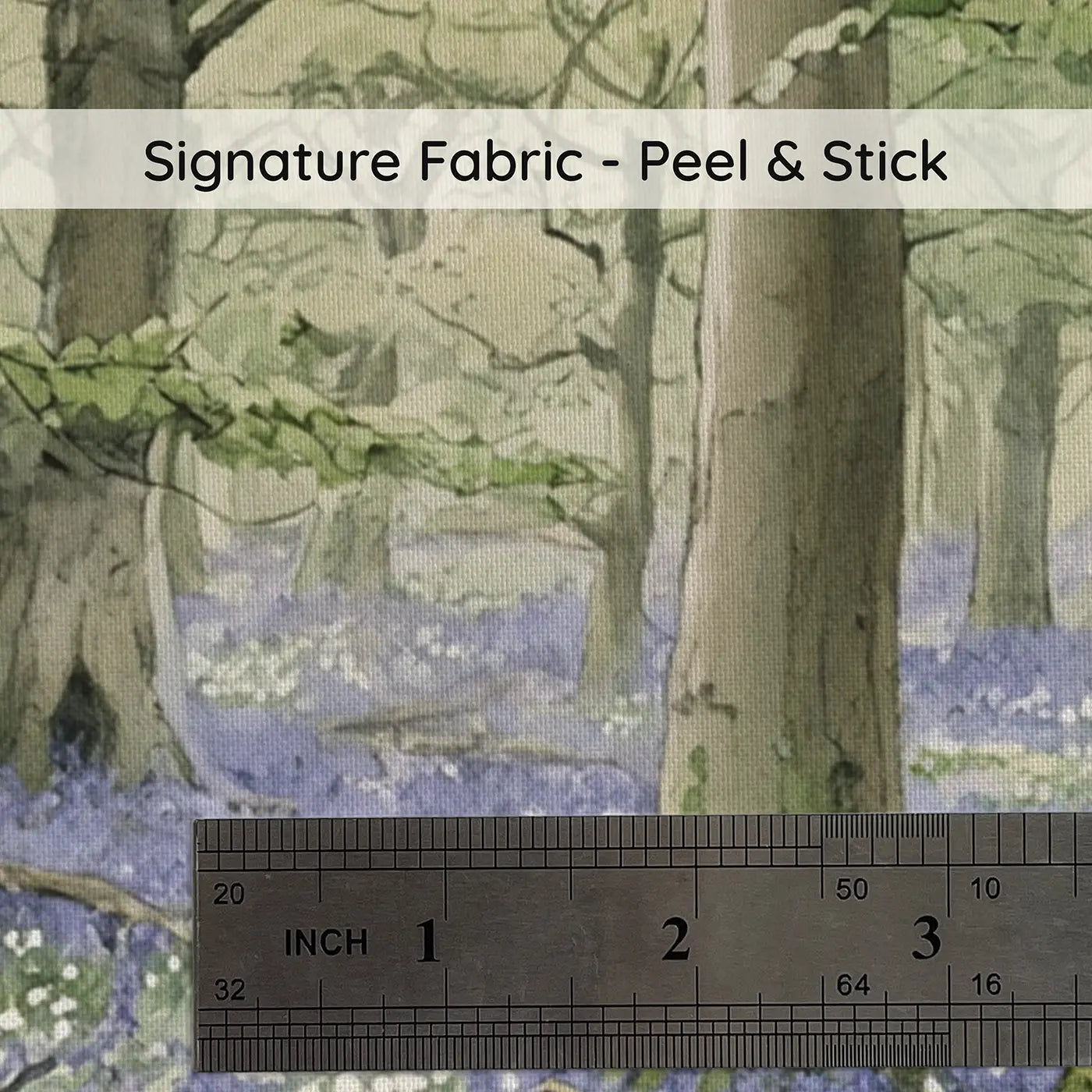 Fabric texture close-up of Bluebell Woodland Floor Wallpaper Mural by Whimsy Tots