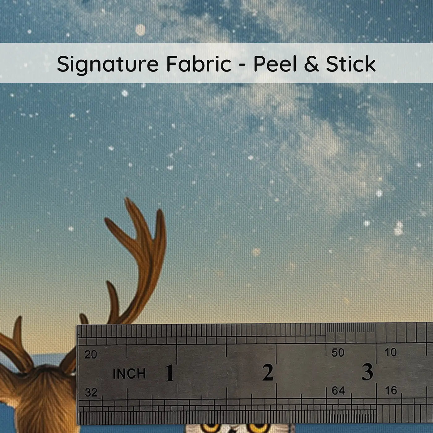 Fabric texture close-up of Deer and Owl Stargazing Hill Wallpaper Mural by Whimsy Tots