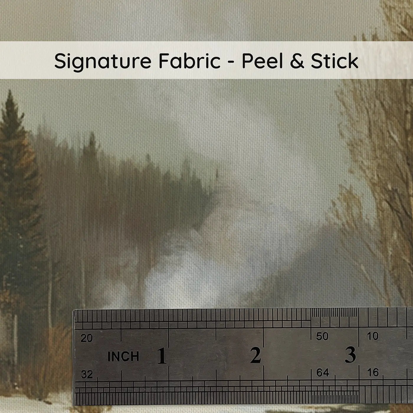 Fabric texture close-up of Steaming Winter Stream Wallpaper Mural by Whimsy Tots