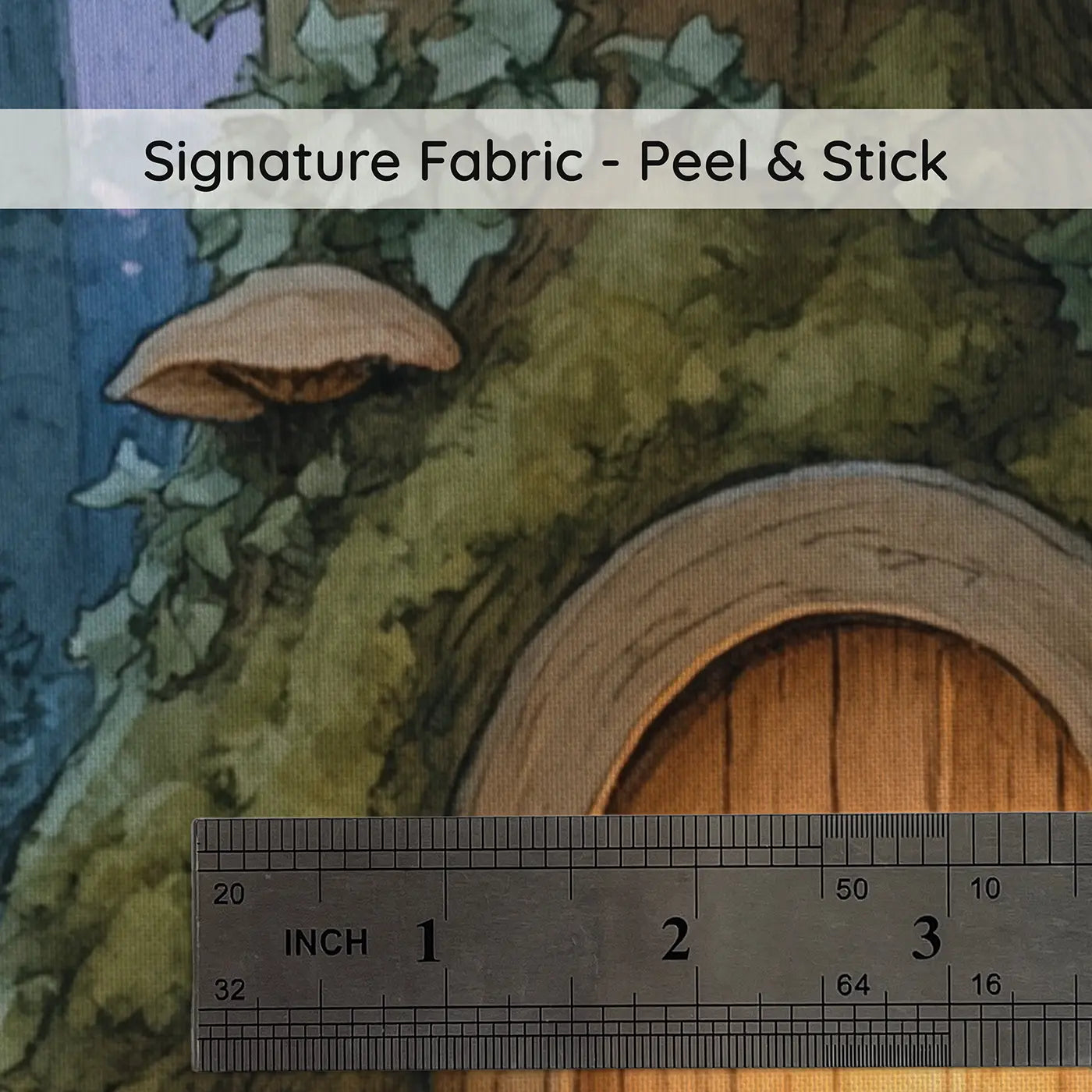 Fabric texture close-up of Secret Tree Door at Dusk Wallpaper Mural by Whimsy Tots