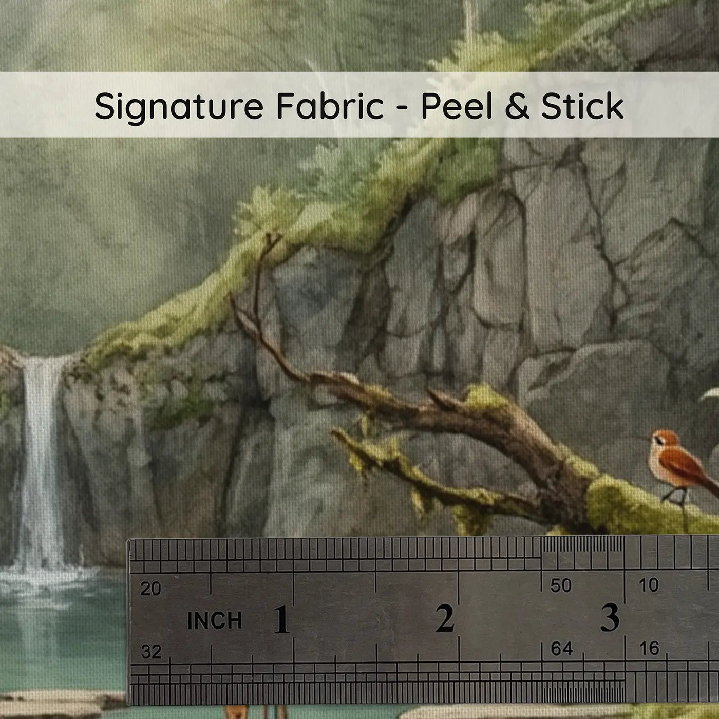 Fabric texture close-up of Hidden Forest Grotto Wallpaper Mural by Whimsy Tots