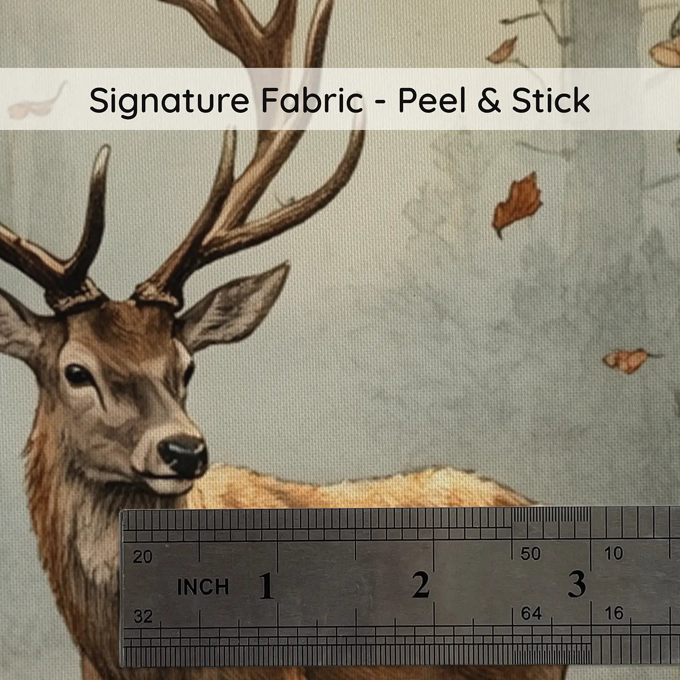 Fabric texture close-up of Autumn Stag in Mist Wallpaper Mural by Whimsy Tots
