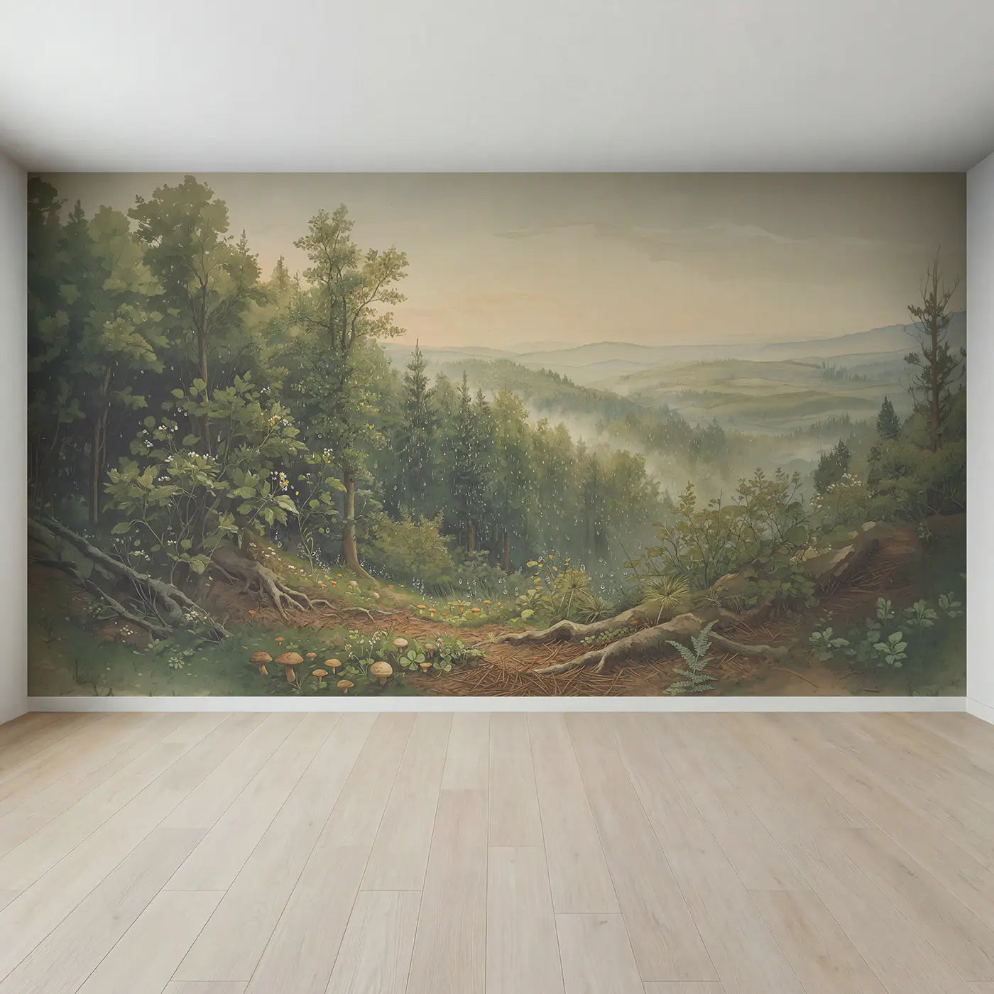 Full view of Forest After Rain Everything Wallpaper Mural by Whimsy Tots
