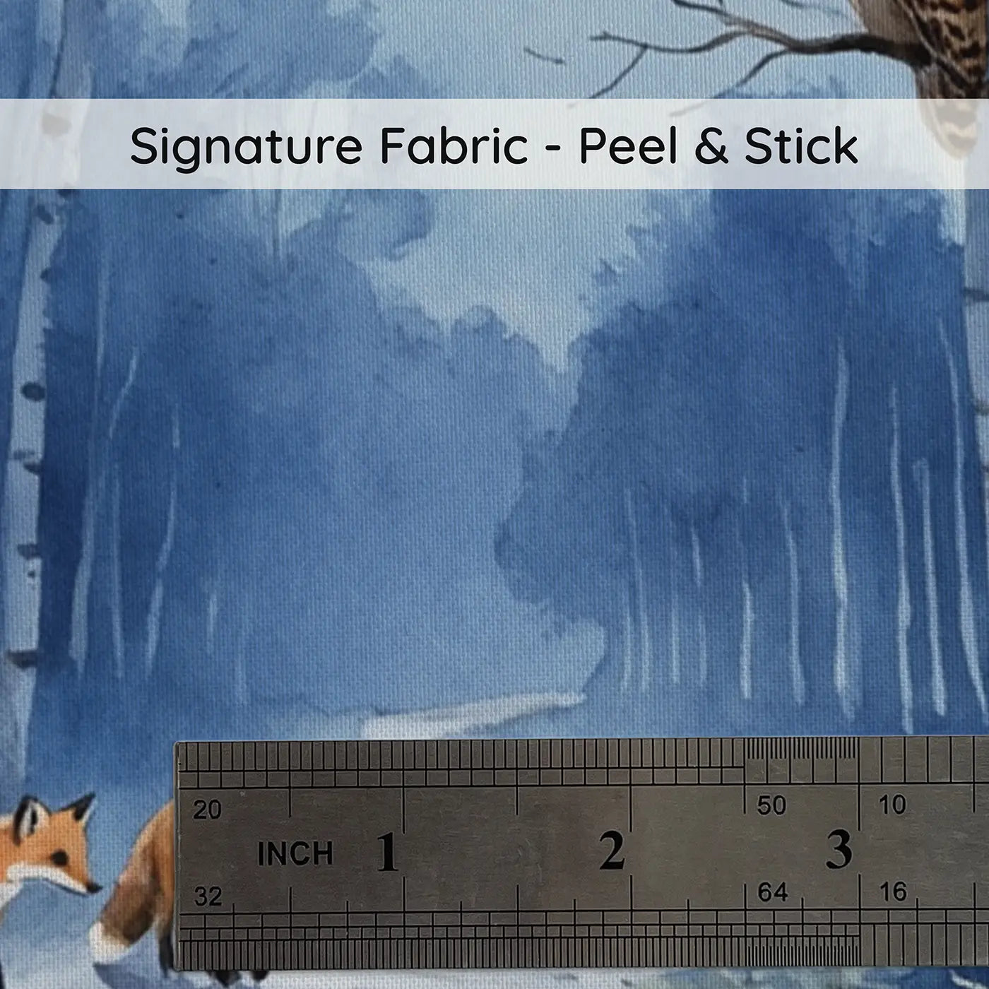 Fabric texture close-up of Moonlit Fox Family Path Wallpaper Mural by Whimsy Tots
