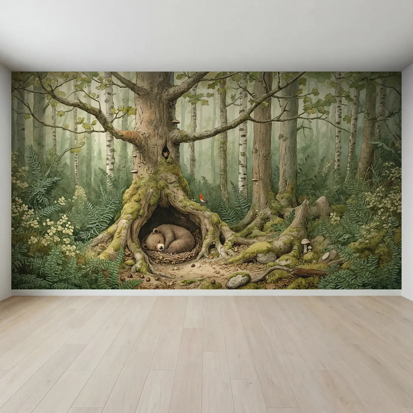 Full view of Sleeping Bear Hollow Wallpaper Mural by Whimsy Tots