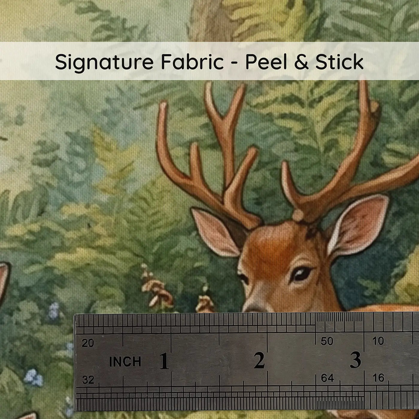 Fabric texture close-up of Deer Glade Resting Wallpaper Mural by Whimsy Tots