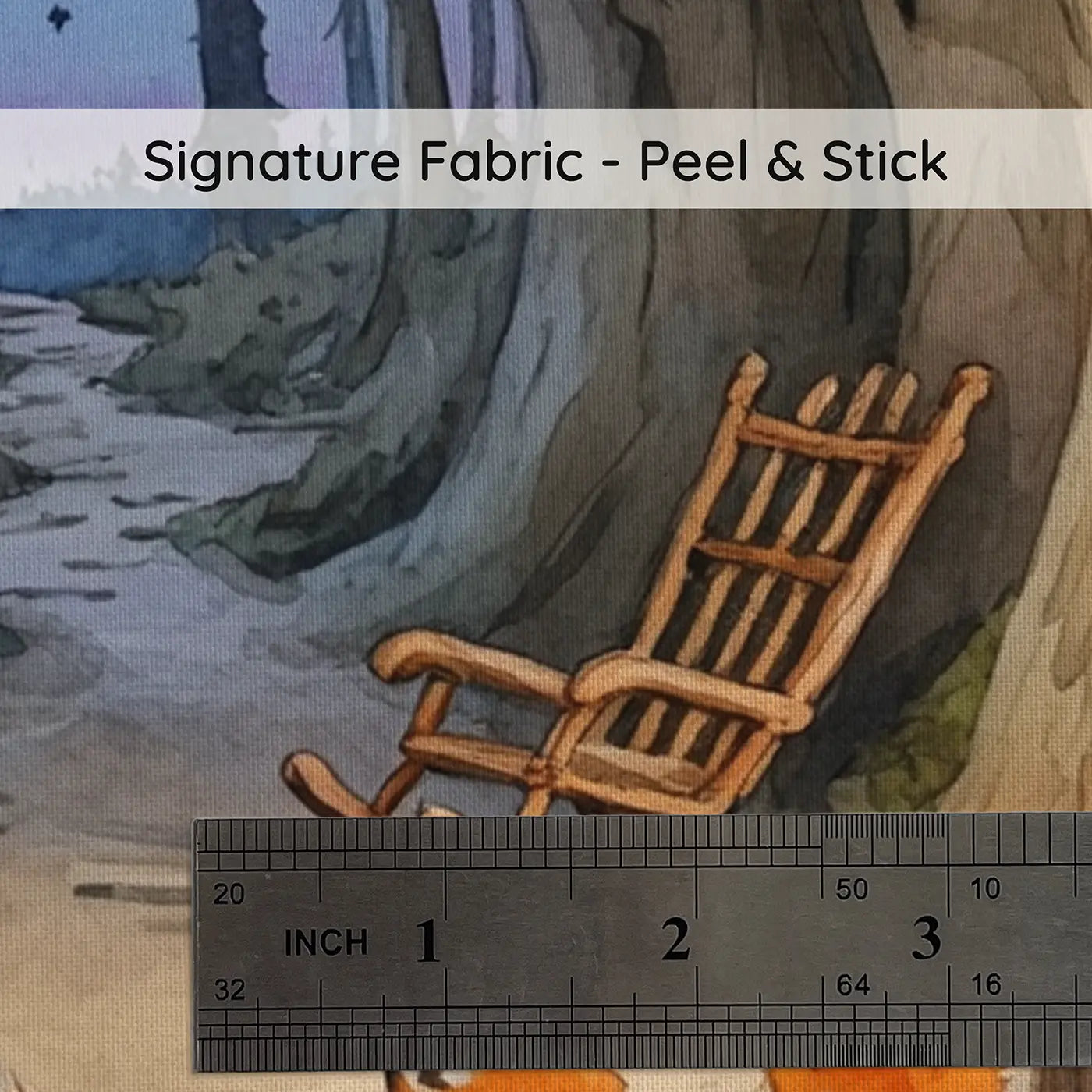 Fabric texture close-up of Fox Den Fireside Wallpaper Mural by Whimsy Tots