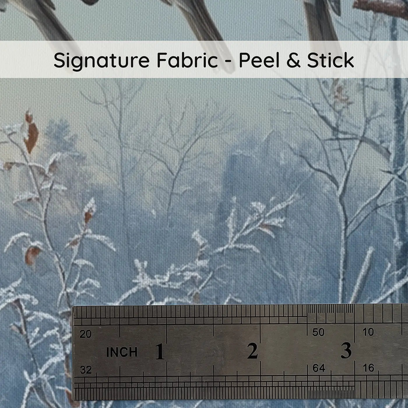 Fabric texture close-up of Robin Choir Frosty Morning Wallpaper Mural by Whimsy Tots