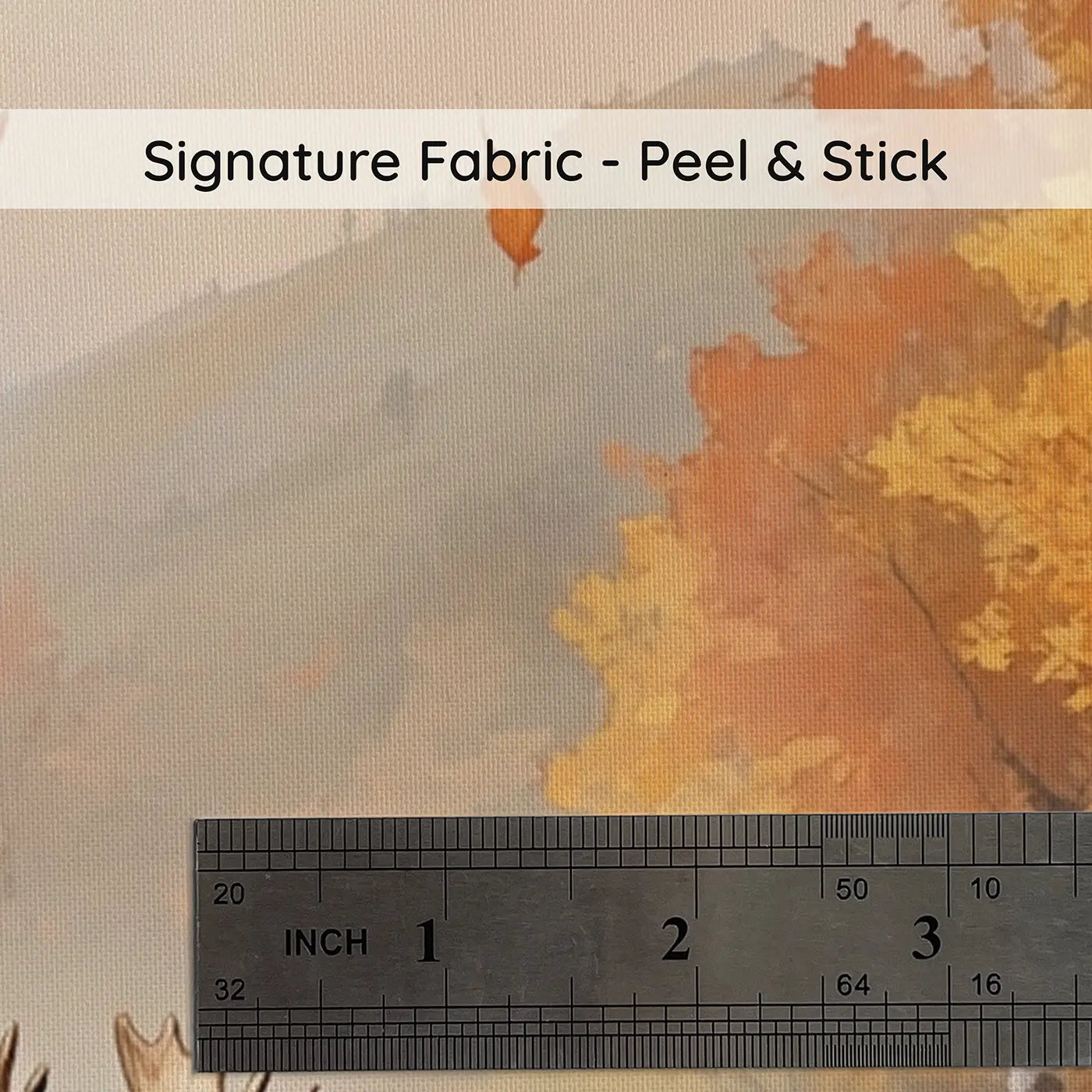 Fabric texture close-up of Autumn Trail Companions Wallpaper Mural by Whimsy Tots