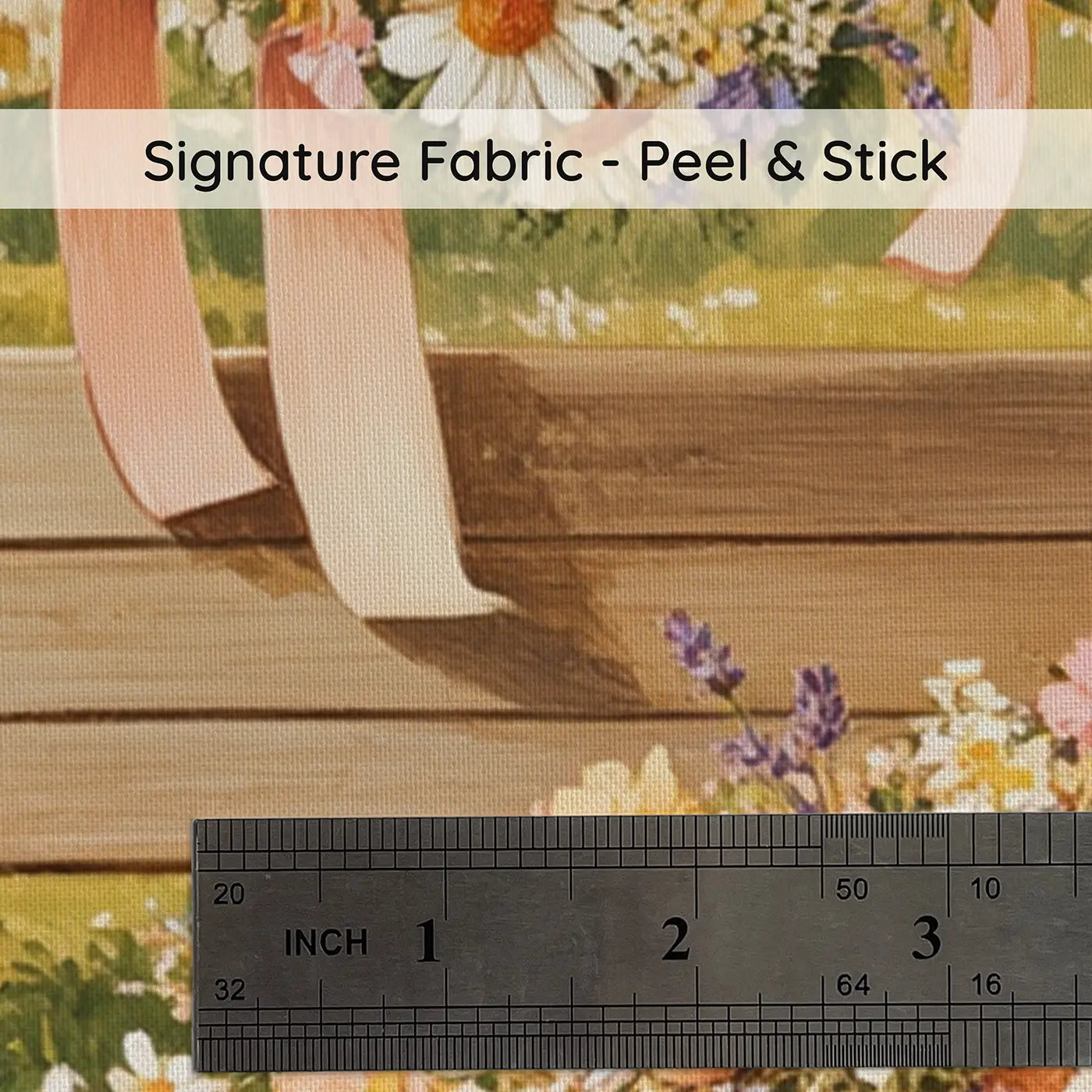 Fabric texture close-up of Apple Tree Flower Crown Wallpaper Mural by Whimsy Tots