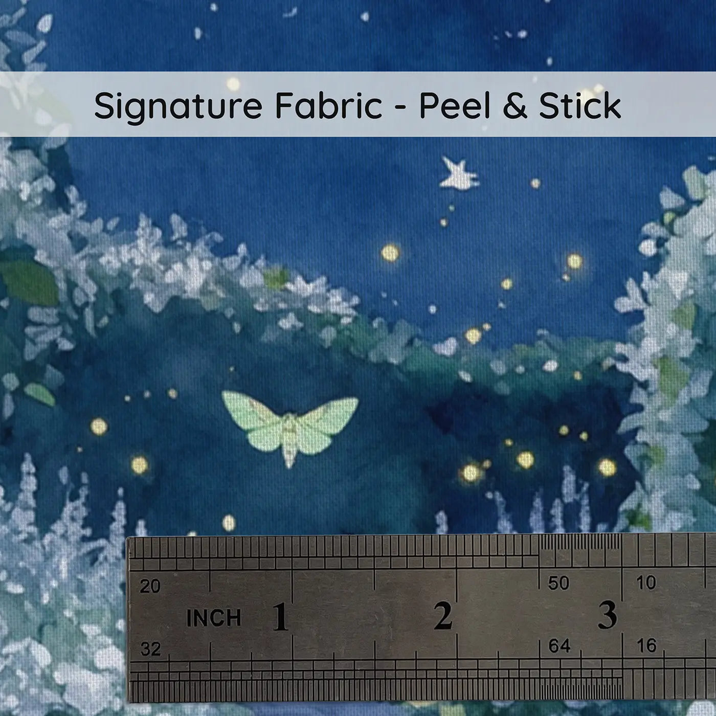 Fabric texture close-up of Moonlit Night Bloom Garden Wallpaper Mural by Whimsy Tots