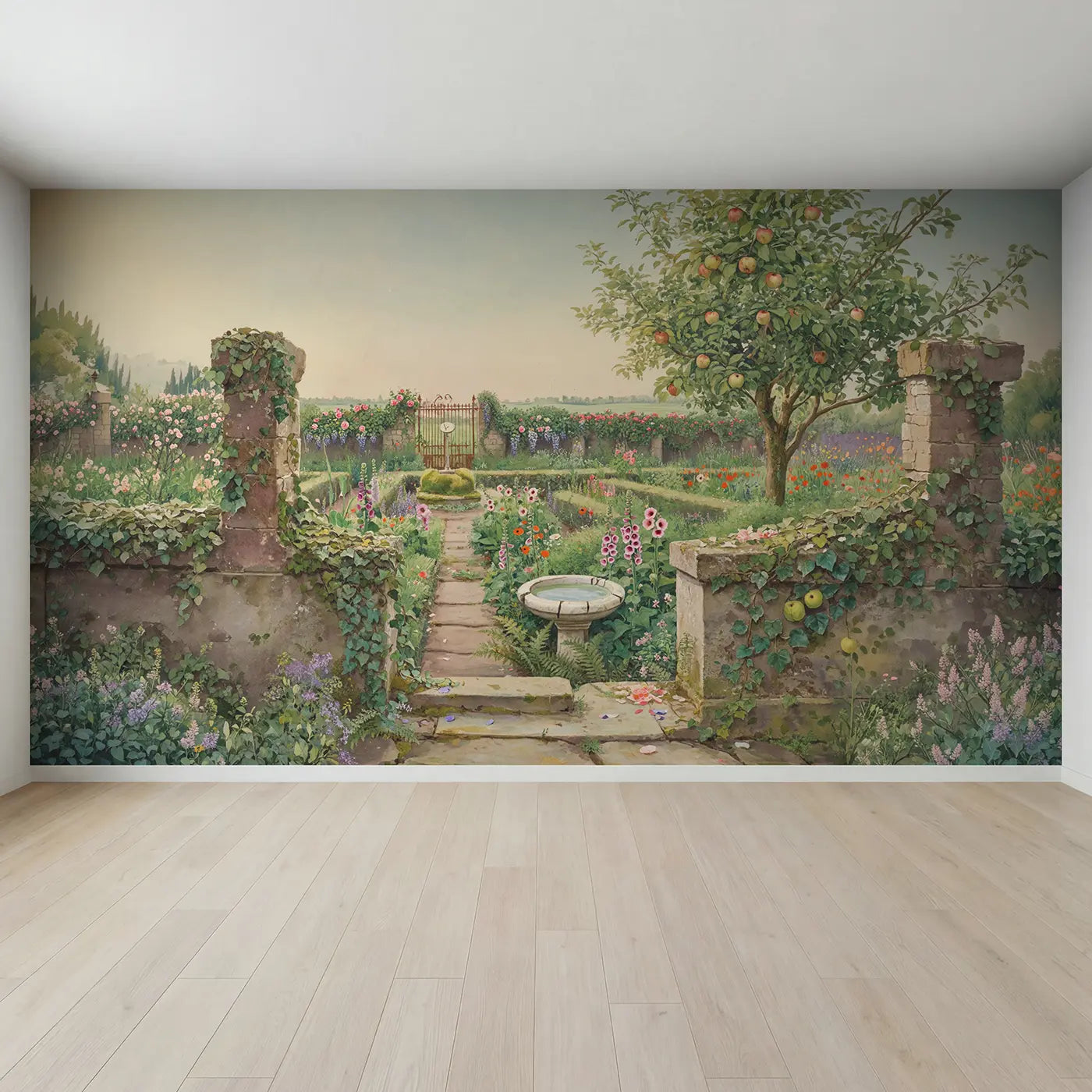 Full view of Secret Walled Garden Entrance Wallpaper Mural by Whimsy Tots