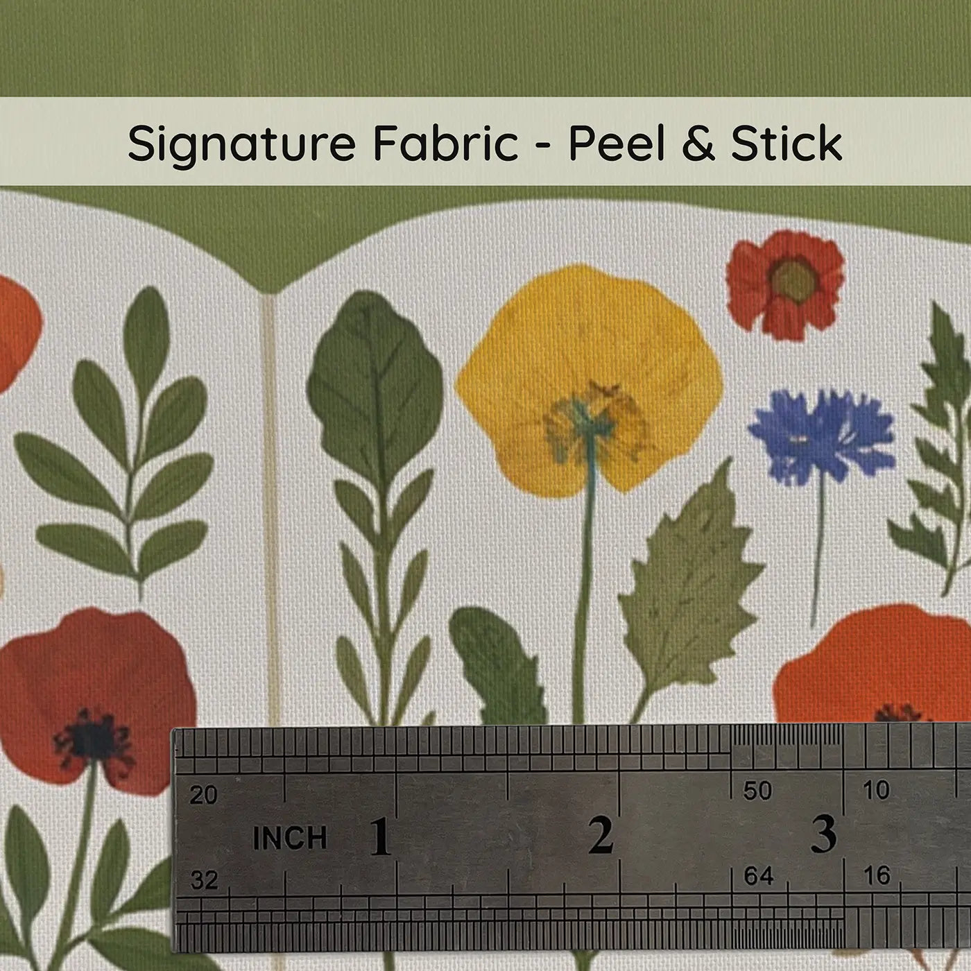 Fabric texture close-up of Botanical Flower Pressing Wallpaper Mural by Whimsy Tots