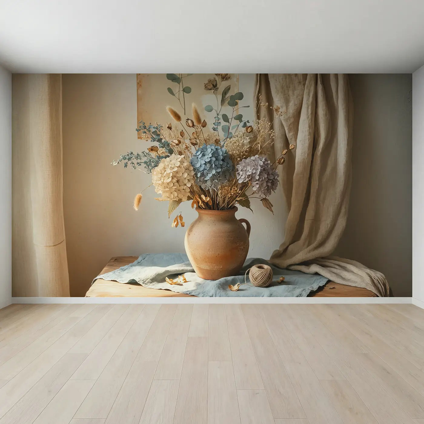 Full view of Dried Flower Earthenware Wallpaper Mural by Whimsy Tots