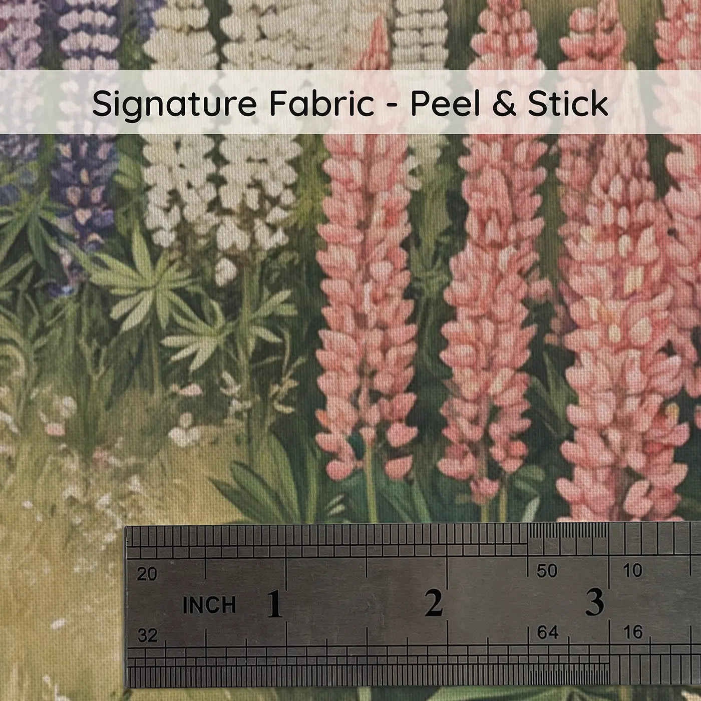 Fabric texture close-up of Coastal Lupin Color Bands Wallpaper Mural by Whimsy Tots