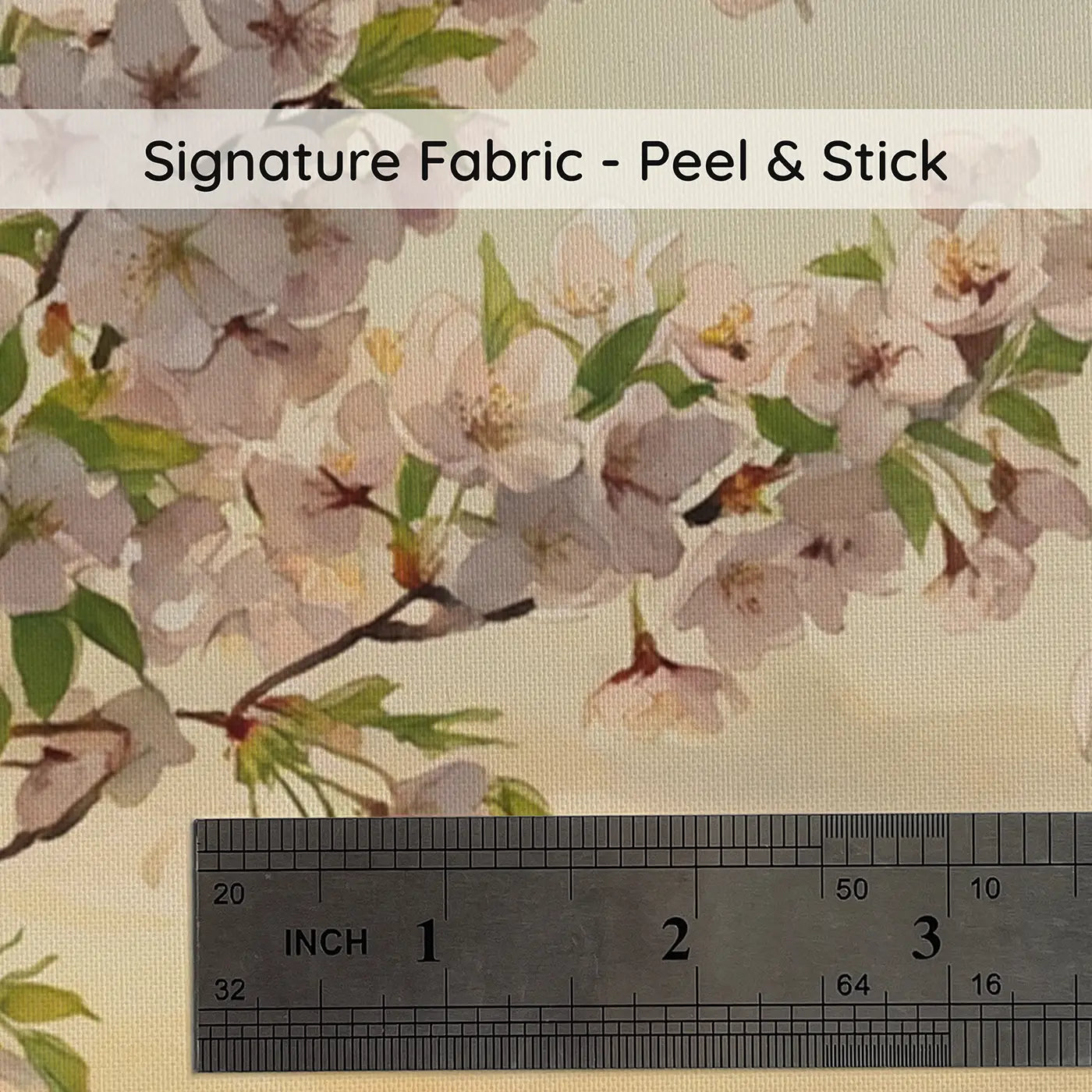 Fabric texture close-up of Cherry Blossom Branch Heavy Wallpaper Mural by Whimsy Tots