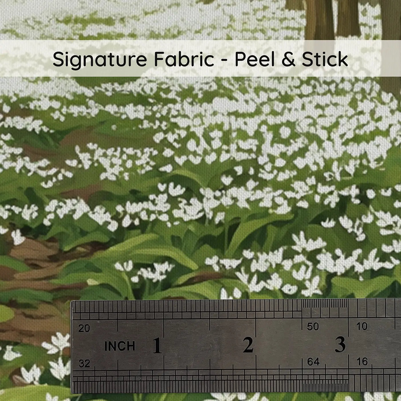 Fabric texture close-up of Wild Garlic Woodland Floor Wallpaper Mural by Whimsy Tots