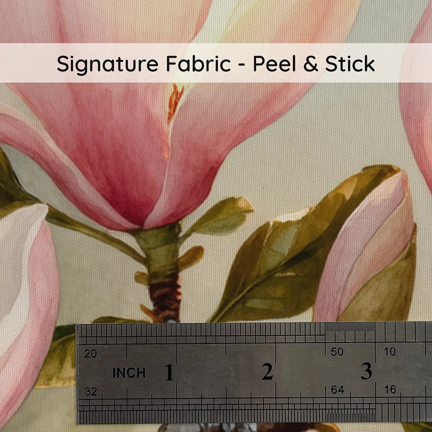 Fabric texture close-up of Magnolia Branch Spring Bloom Wallpaper Mural by Whimsy Tots