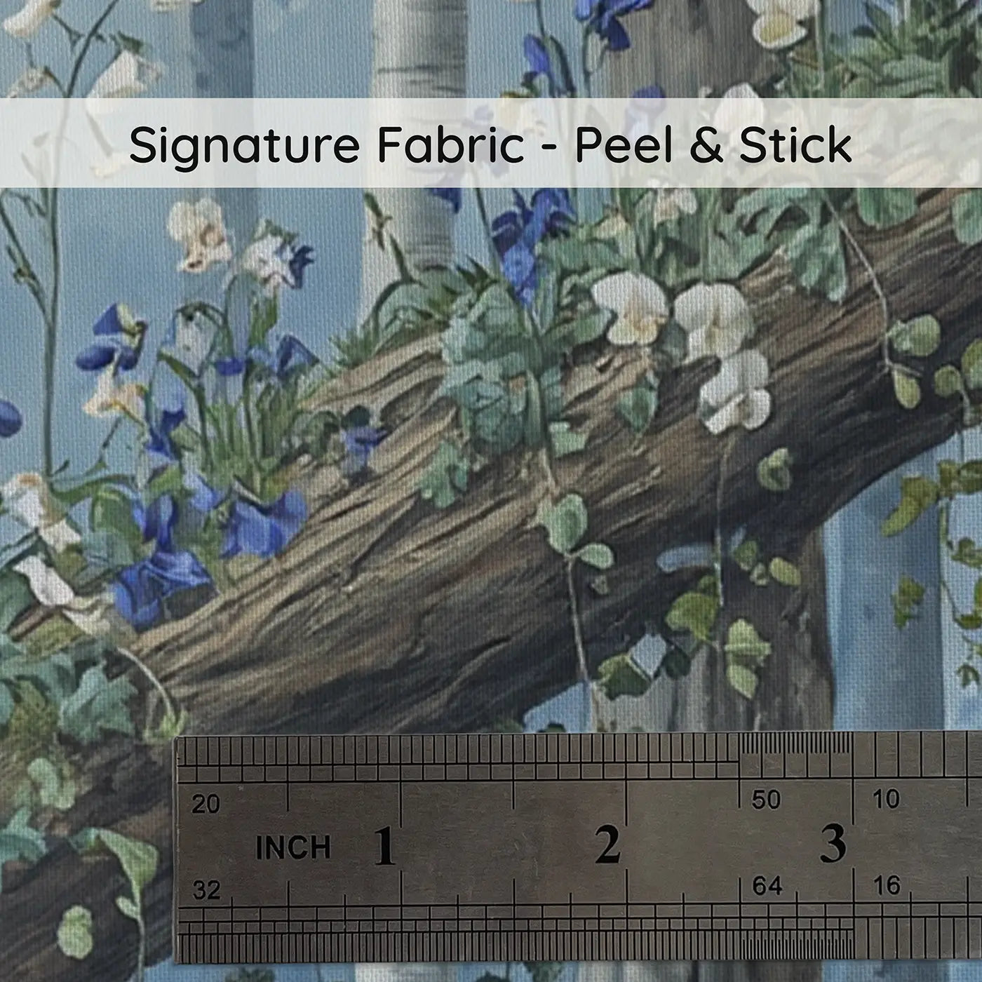 Fabric texture close-up of Wildflower Fallen Tree Wallpaper Mural by Whimsy Tots