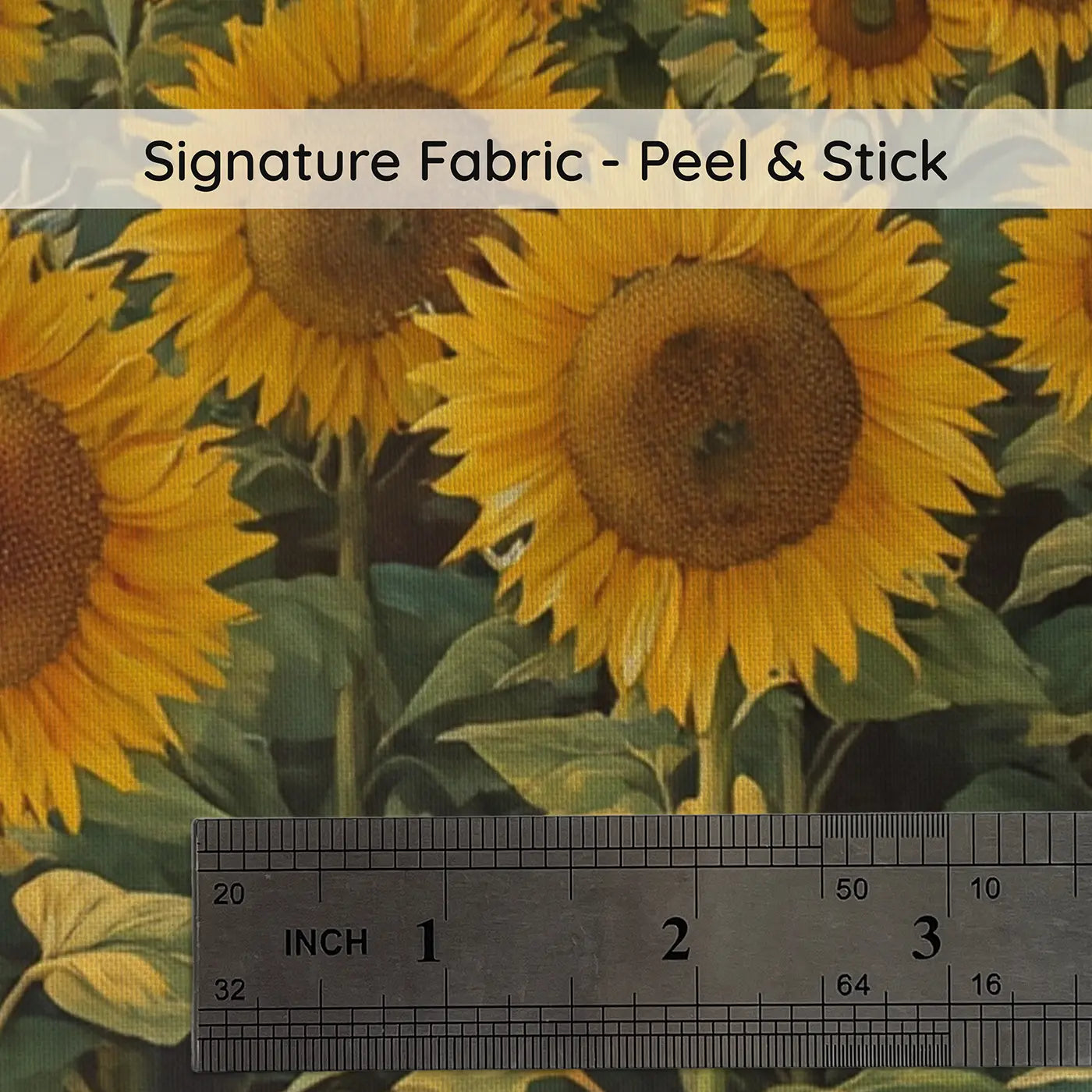 Fabric texture close-up of Golden Sunflower Field Wallpaper Mural by Whimsy Tots