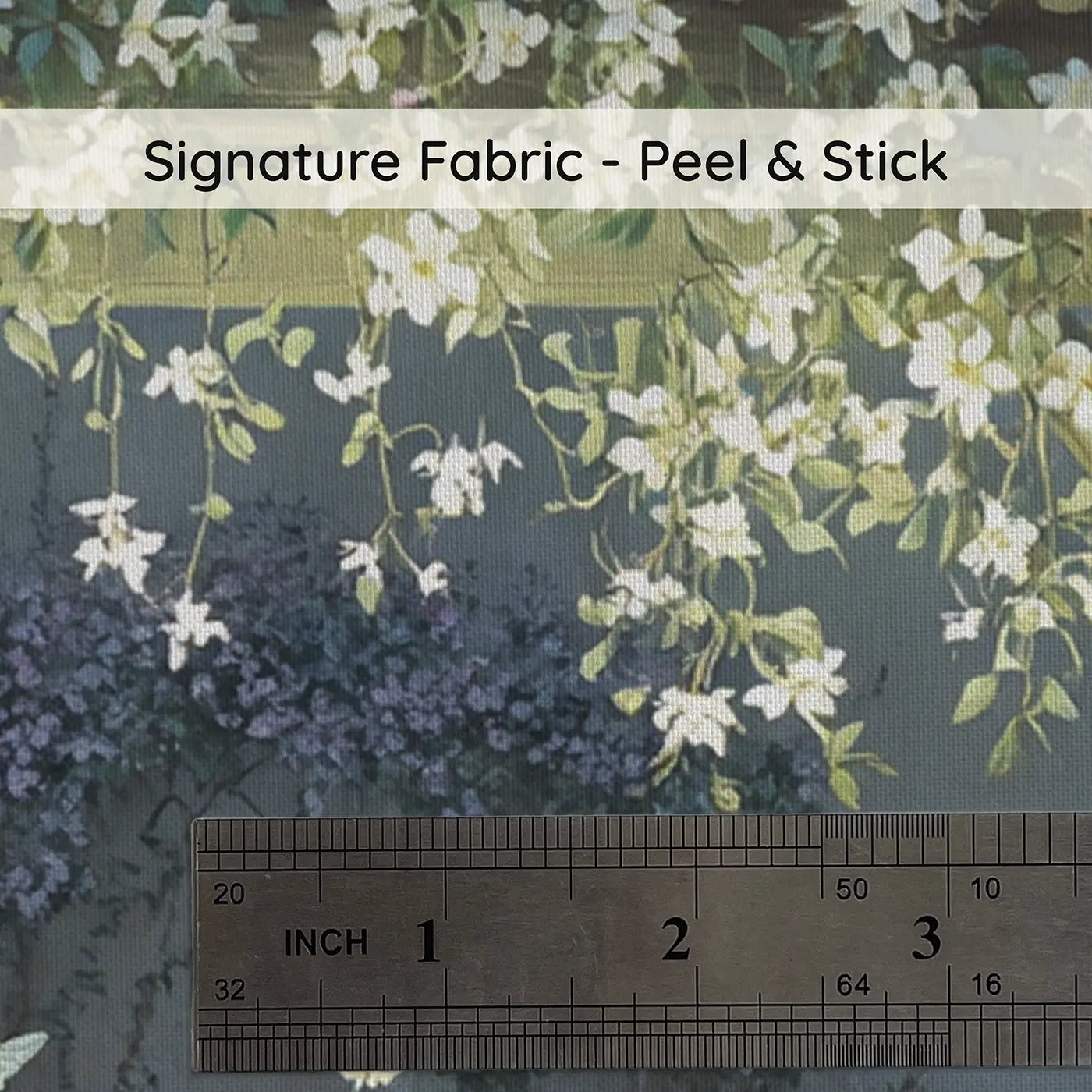 Fabric texture close-up of Moonlit Jasmine Trellis Wallpaper Mural by Whimsy Tots