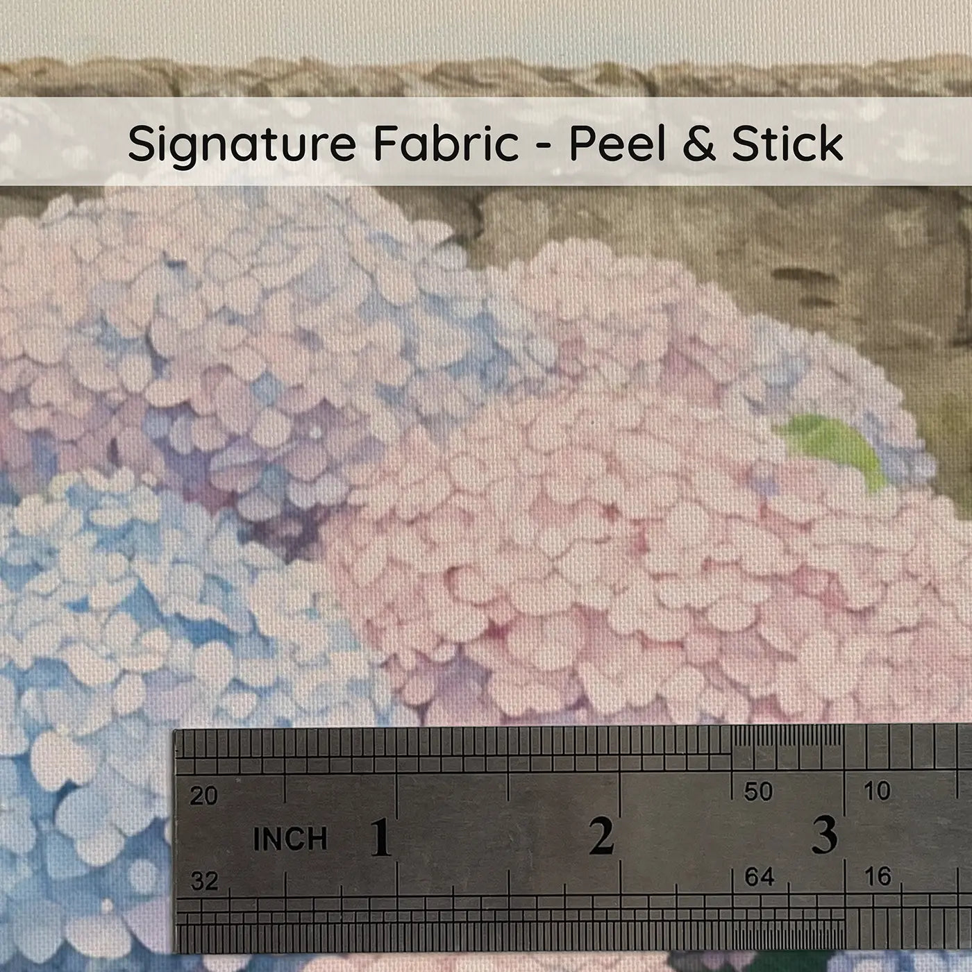 Fabric texture close-up of Soft Hydrangea Bloom Wallpaper Mural by Whimsy Tots