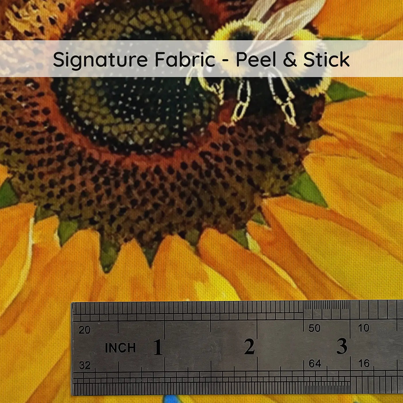 Fabric texture close-up of Giant Sunflower Sky View Below Wallpaper Mural by Whimsy Tots