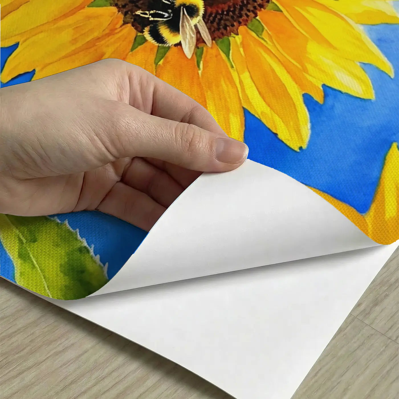 Peel-and-stick detail of Giant Sunflower Sky View Below Wallpaper Mural by Whimsy Tots