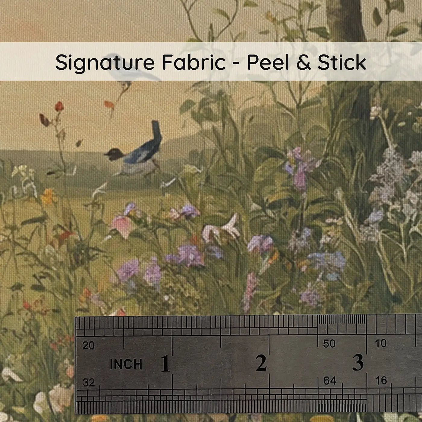 Fabric texture close-up of Meadow Forest Edge Wallpaper Mural by Whimsy Tots