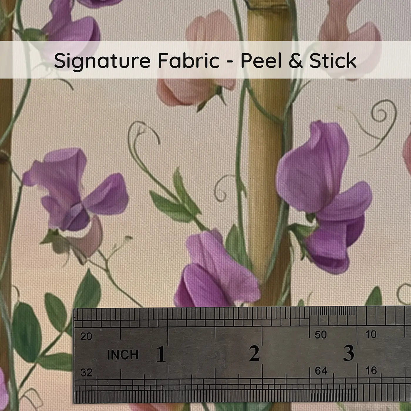 Fabric texture close-up of Sweet Pea Garden Trellis Wallpaper Mural by Whimsy Tots
