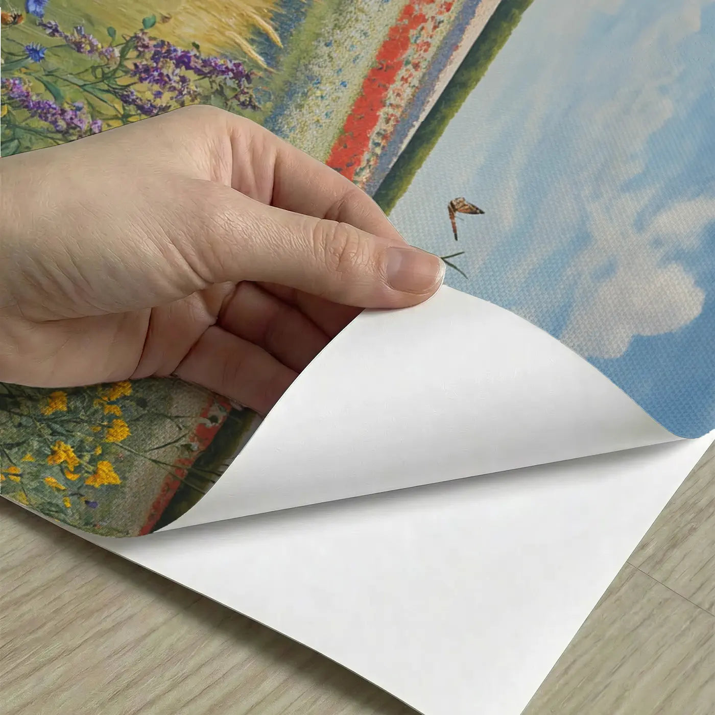 Peel-and-stick detail of Peak Bloom Wildflower Meadow Wallpaper Mural by Whimsy Tots