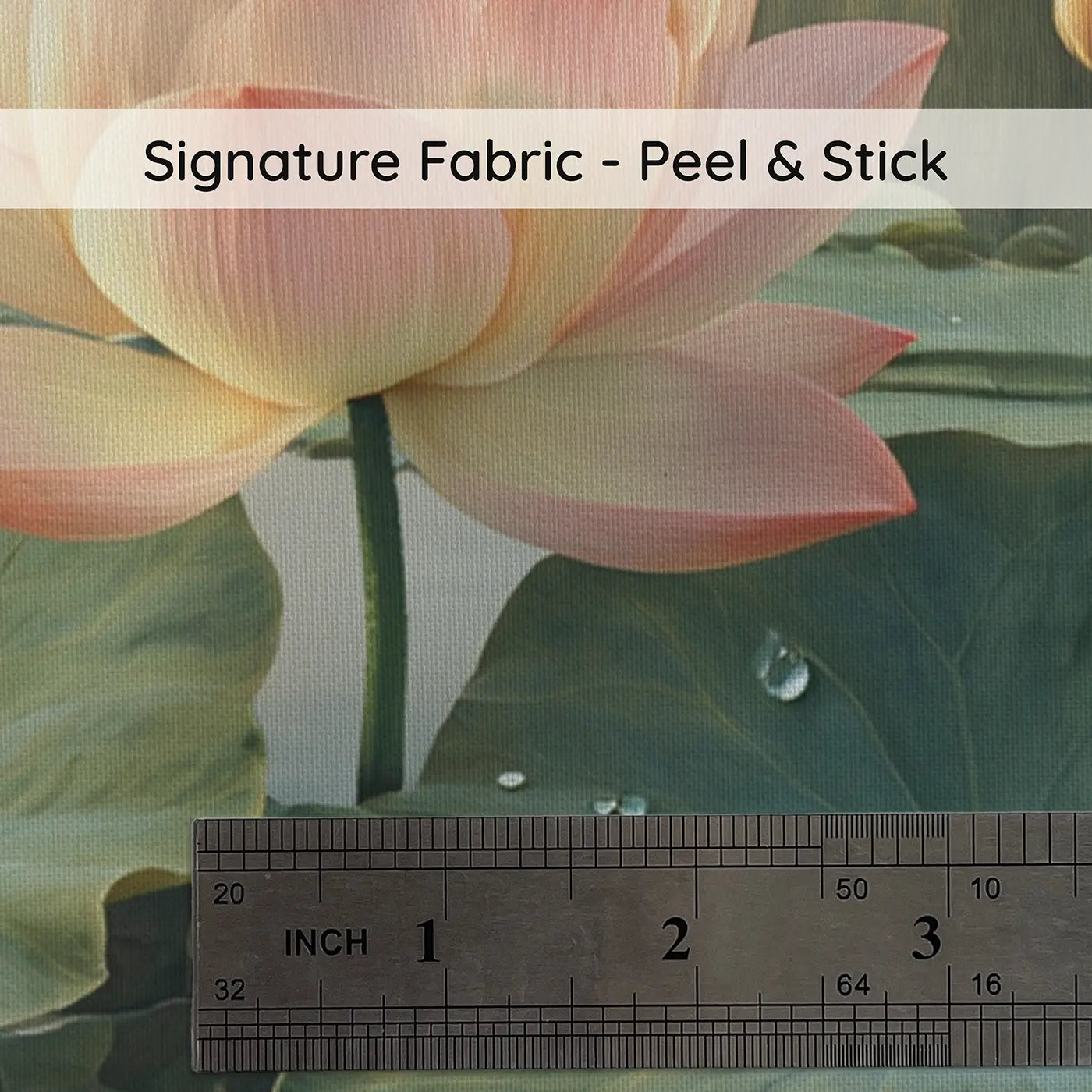 Fabric texture close-up of Lotus Pond at Dawn Wallpaper Mural by Whimsy Tots