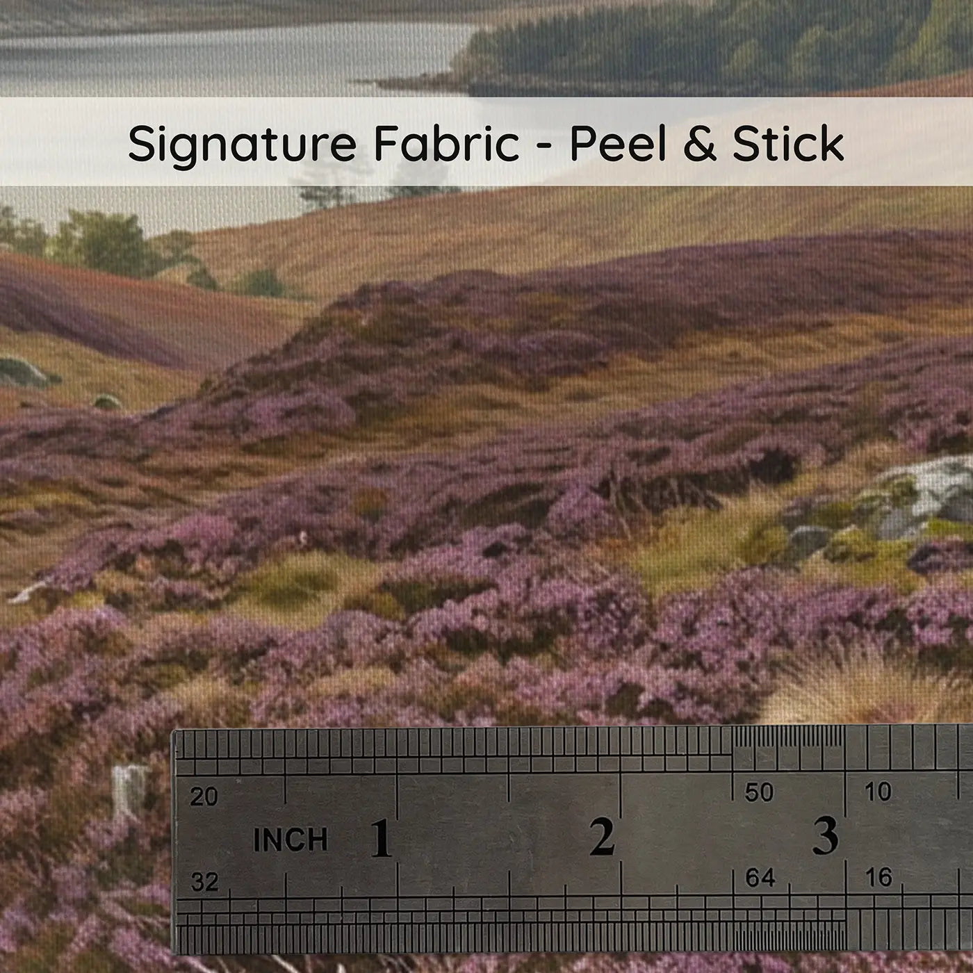 Fabric texture close-up of Highland Heather Moorland Wallpaper Mural by Whimsy Tots