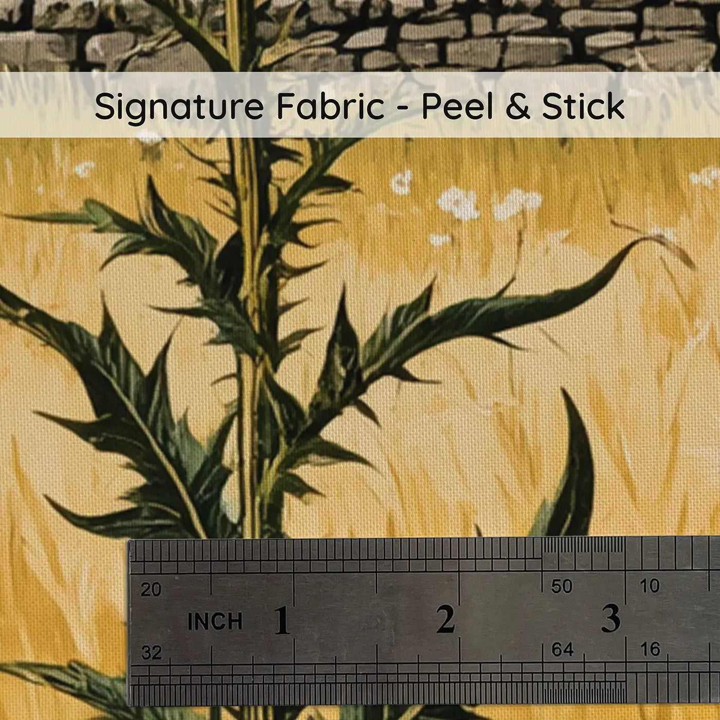Fabric texture close-up of Highland Thistle Field Wallpaper Mural by Whimsy Tots