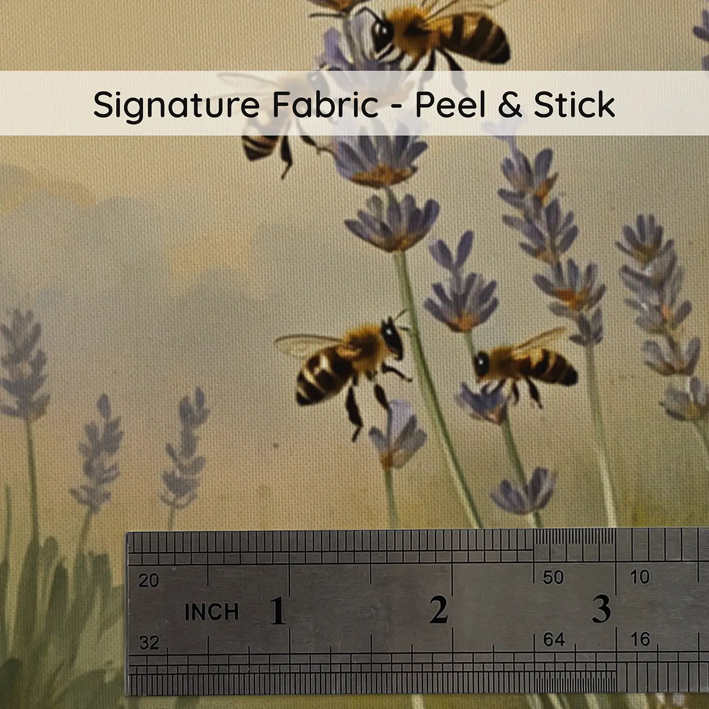 Fabric texture close-up of Butterfly Landing Lavender Bees Wallpaper Mural by Whimsy Tots