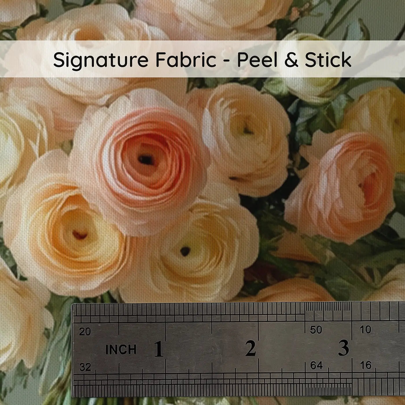 Fabric texture close-up of Oversized Ranunculus Bouquet Wallpaper Mural by Whimsy Tots