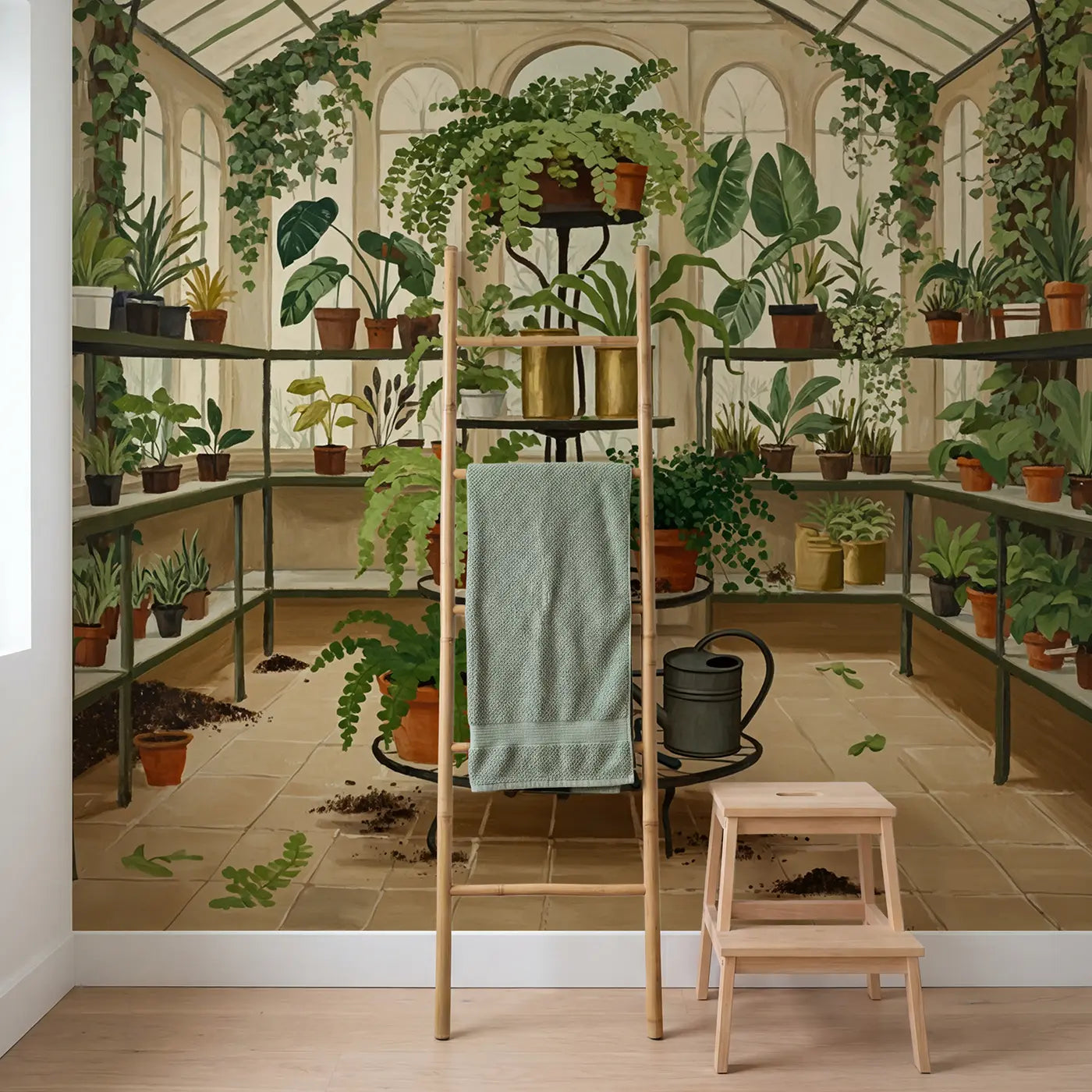 Victorian Fern Conservatory Wallpaper Mural in playroom setting by Whimsy Tots