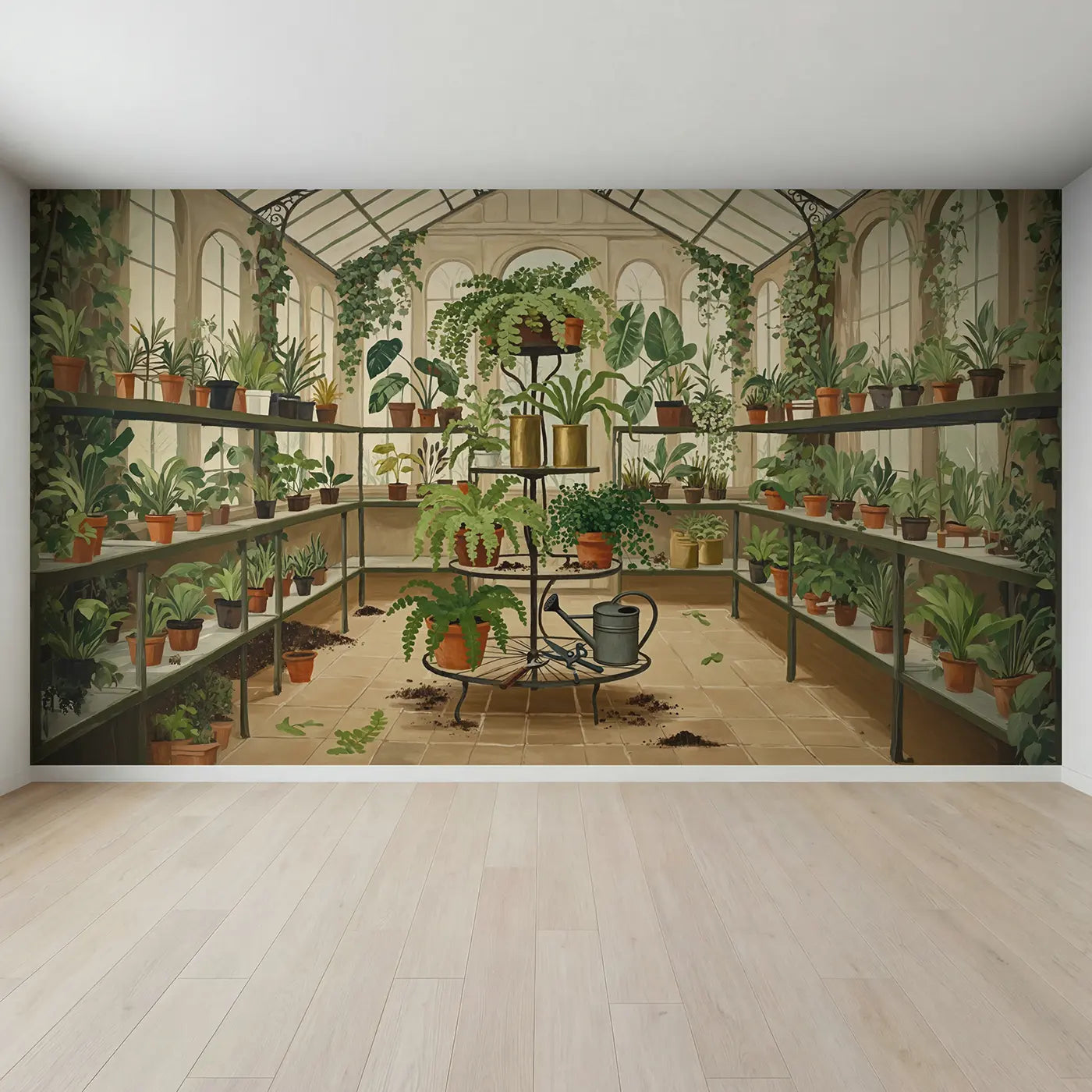 Full view of Victorian Fern Conservatory Wallpaper Mural by Whimsy Tots
