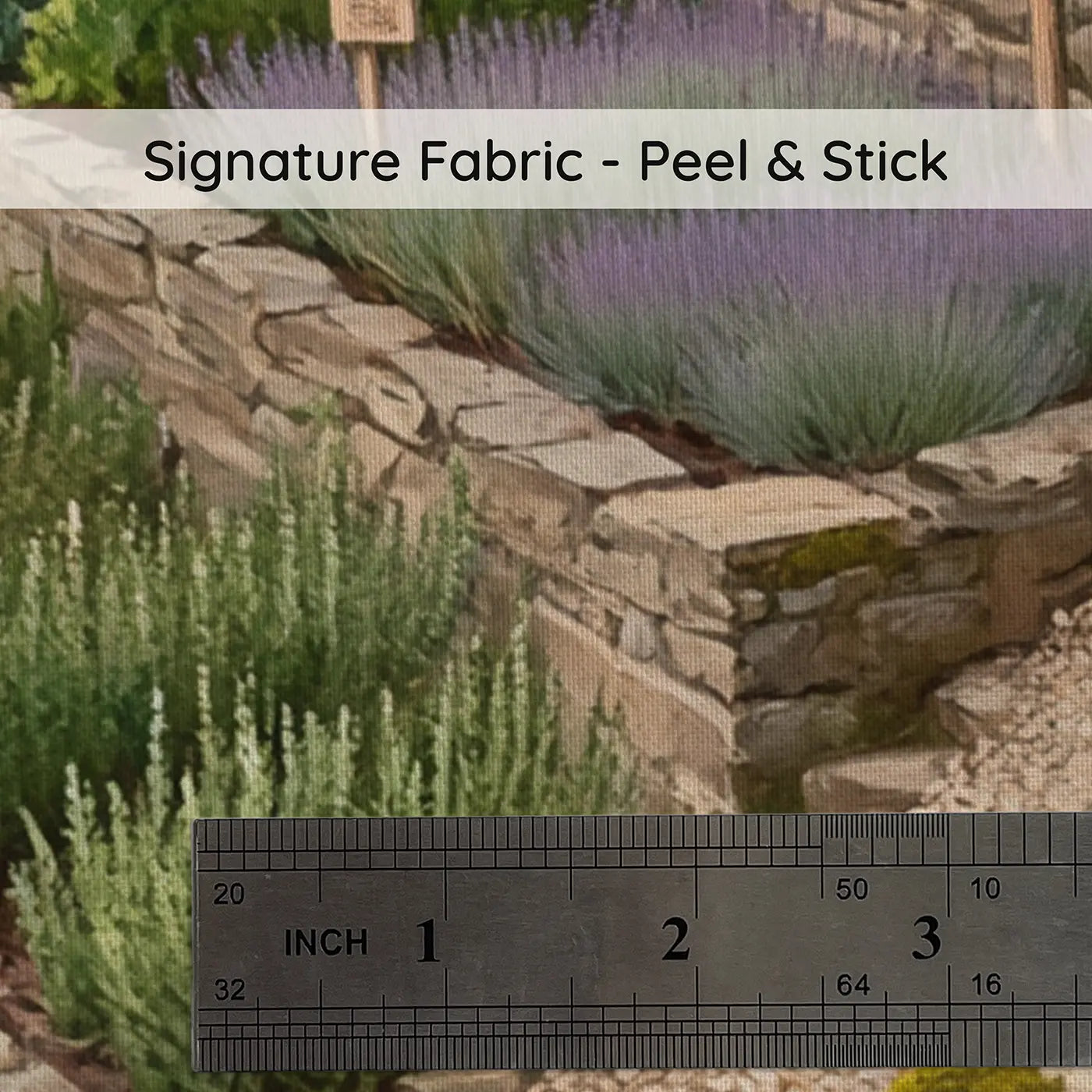 Fabric texture close-up of Hillside Herb Terrace Wallpaper Mural by Whimsy Tots