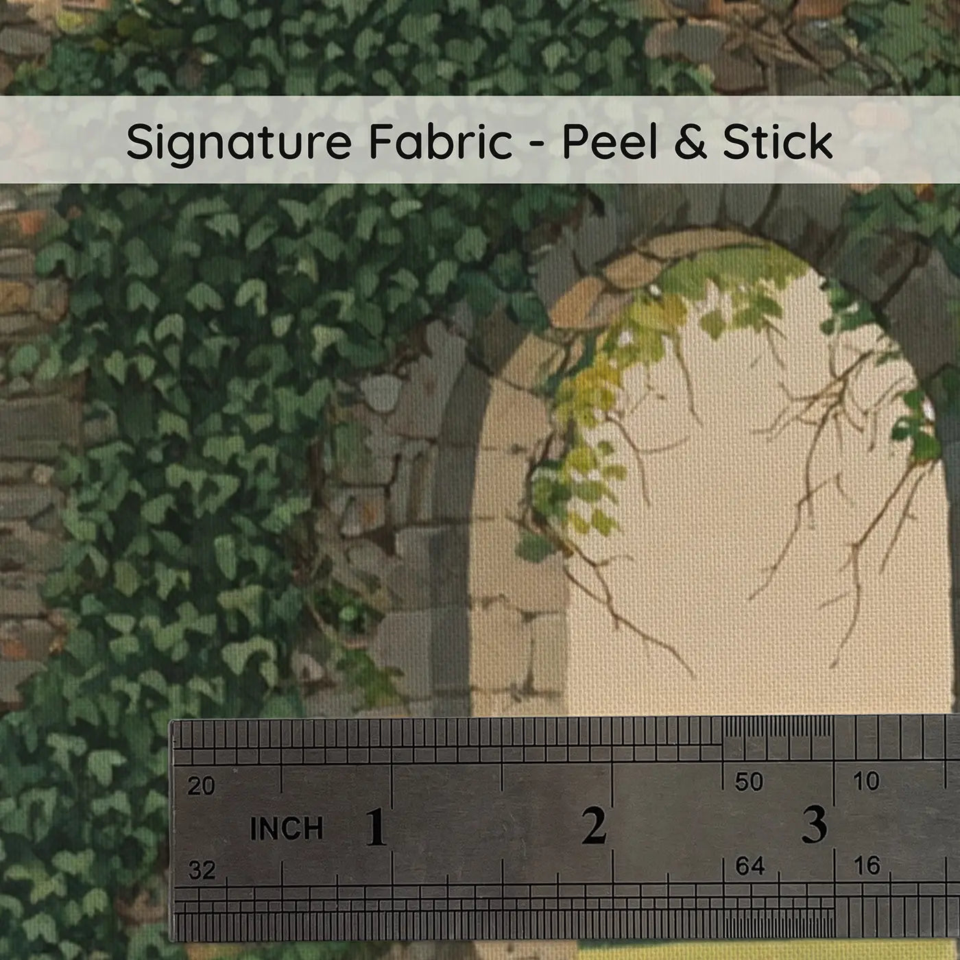 Fabric texture close-up of Ivy Covered Ancient Ruin Wallpaper Mural by Whimsy Tots
