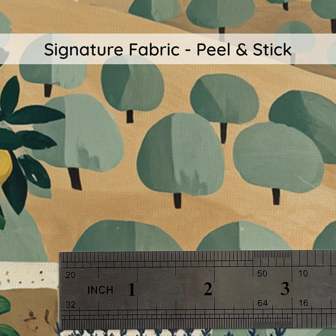 Fabric texture close-up of Olive Grove Terrace Wallpaper Mural by Whimsy Tots