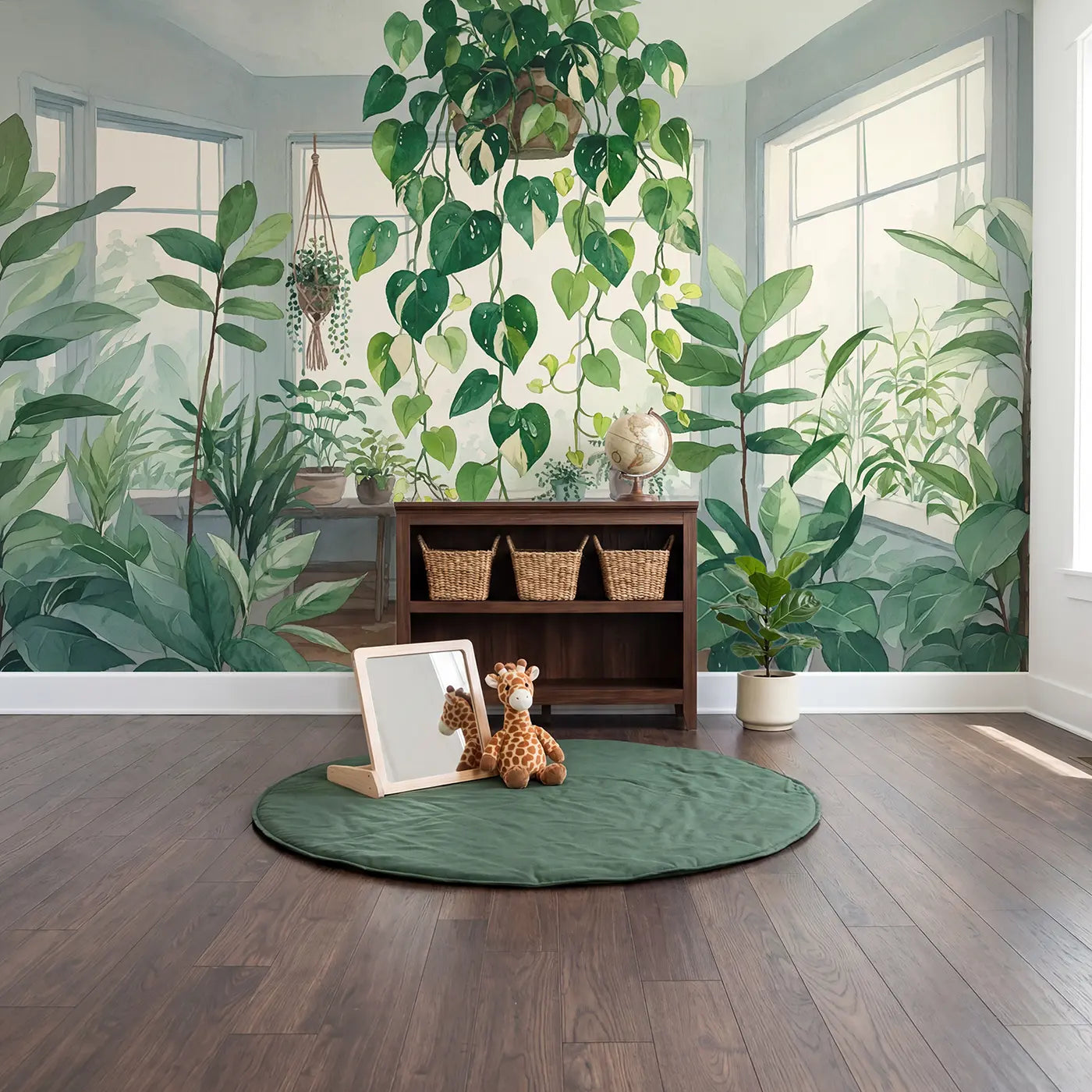 Trailing Pothos Vine Indoor Wallpaper Mural in playroom setting by Whimsy Tots
