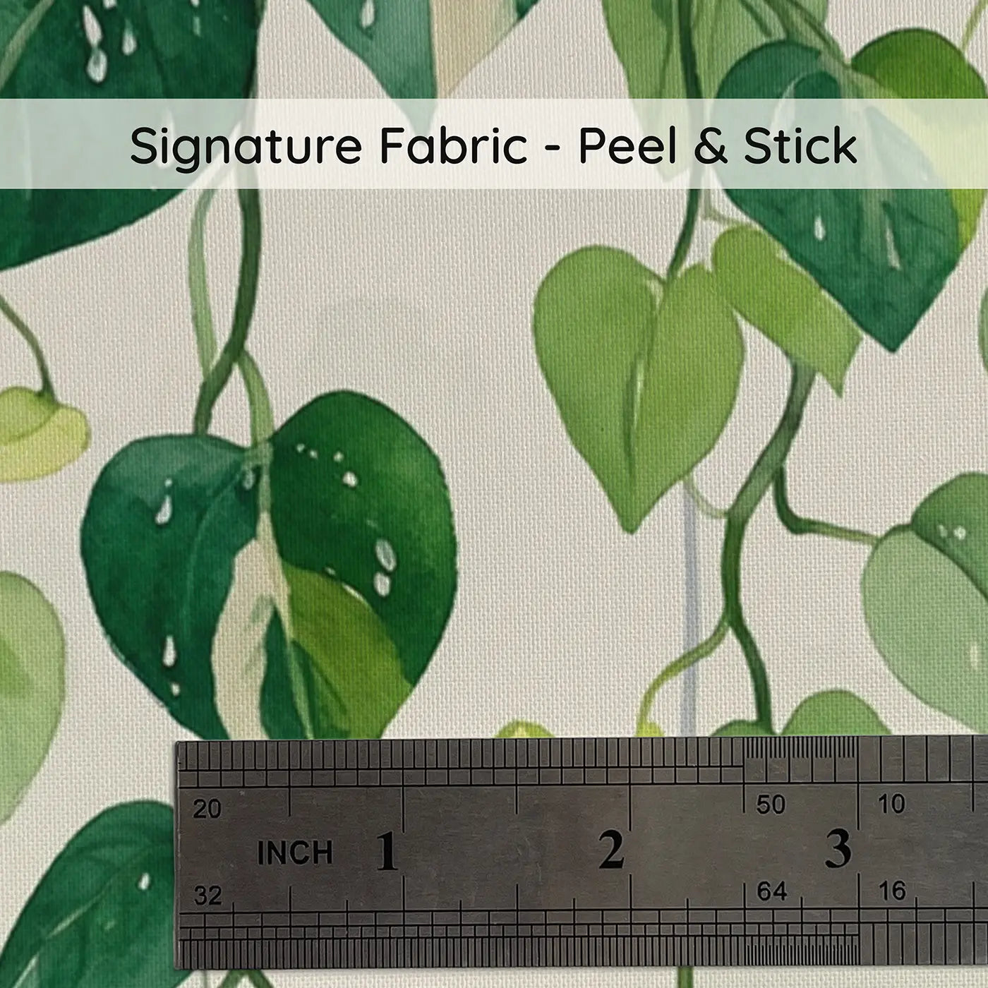 Fabric texture close-up of Trailing Pothos Vine Indoor Wallpaper Mural by Whimsy Tots