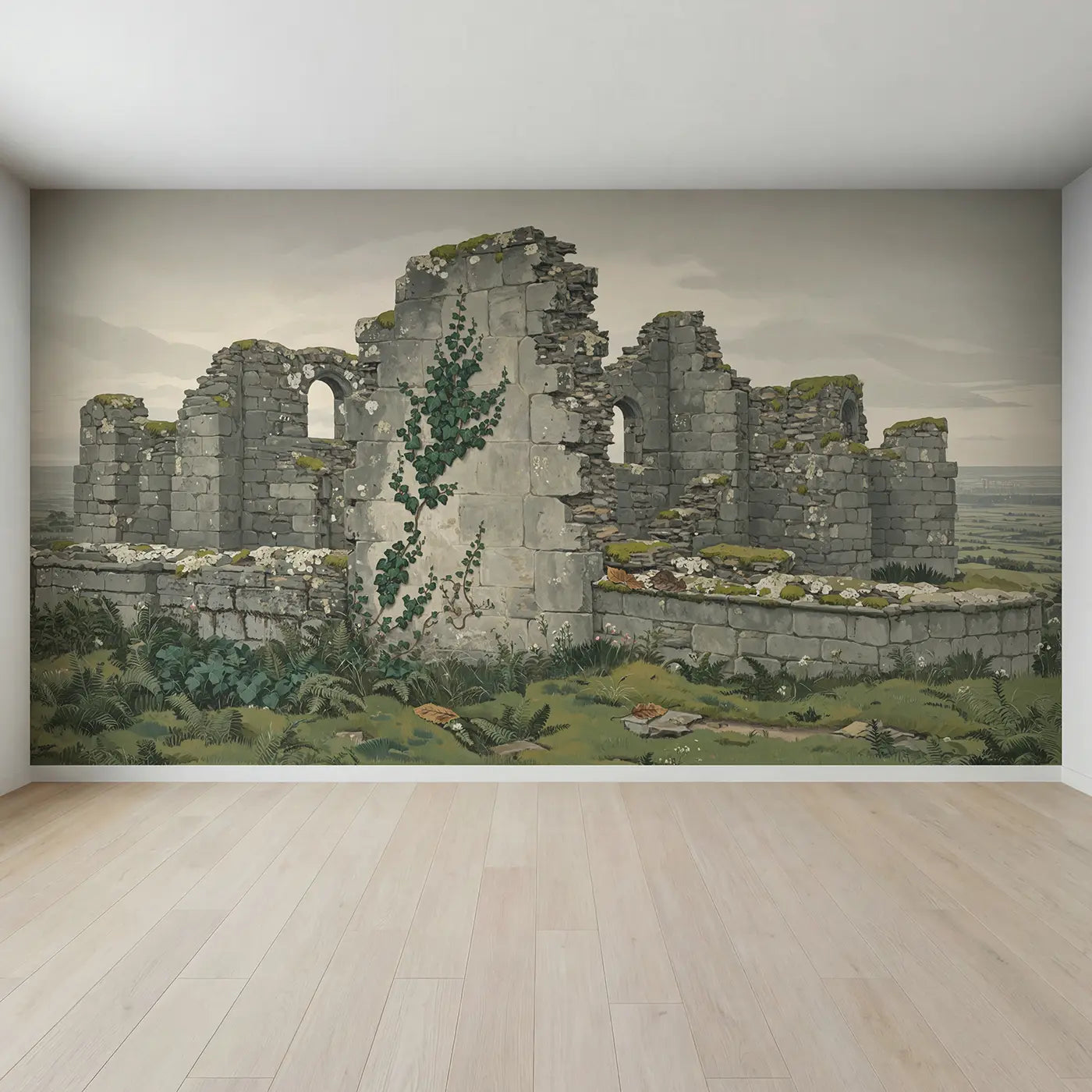 Full view of Ivy on Castle Stone Wallpaper Mural by Whimsy Tots
