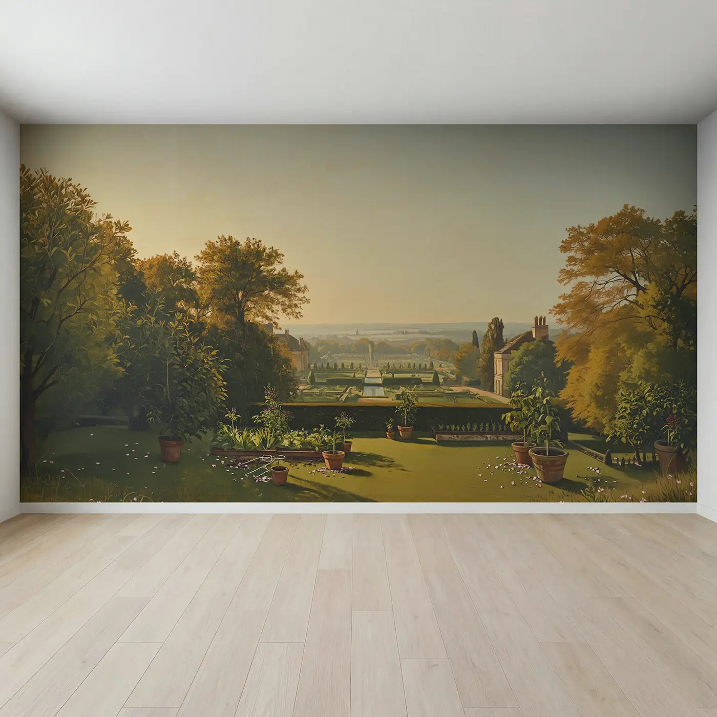 Full view of Topiary Garden Sculpted Hedge Wallpaper Mural by Whimsy Tots