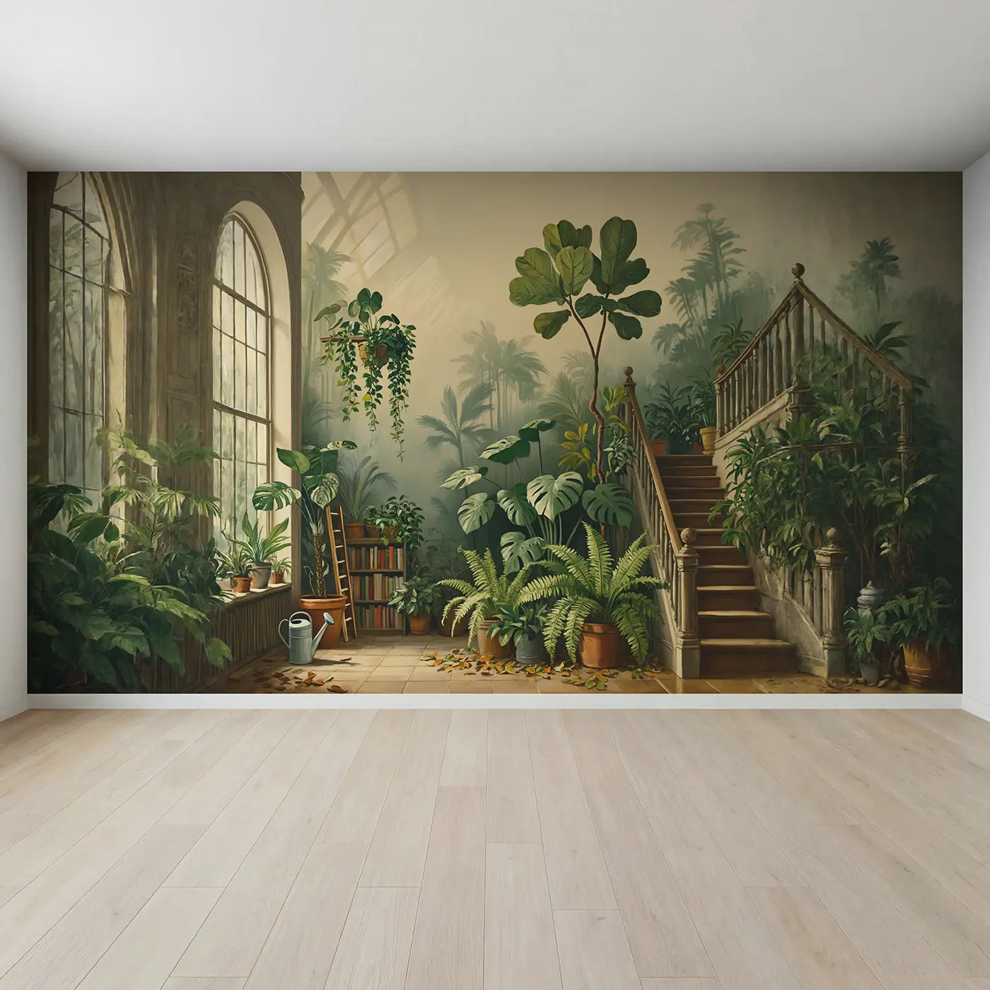Full view of Indoor Botanical Jungle Wallpaper Mural by Whimsy Tots