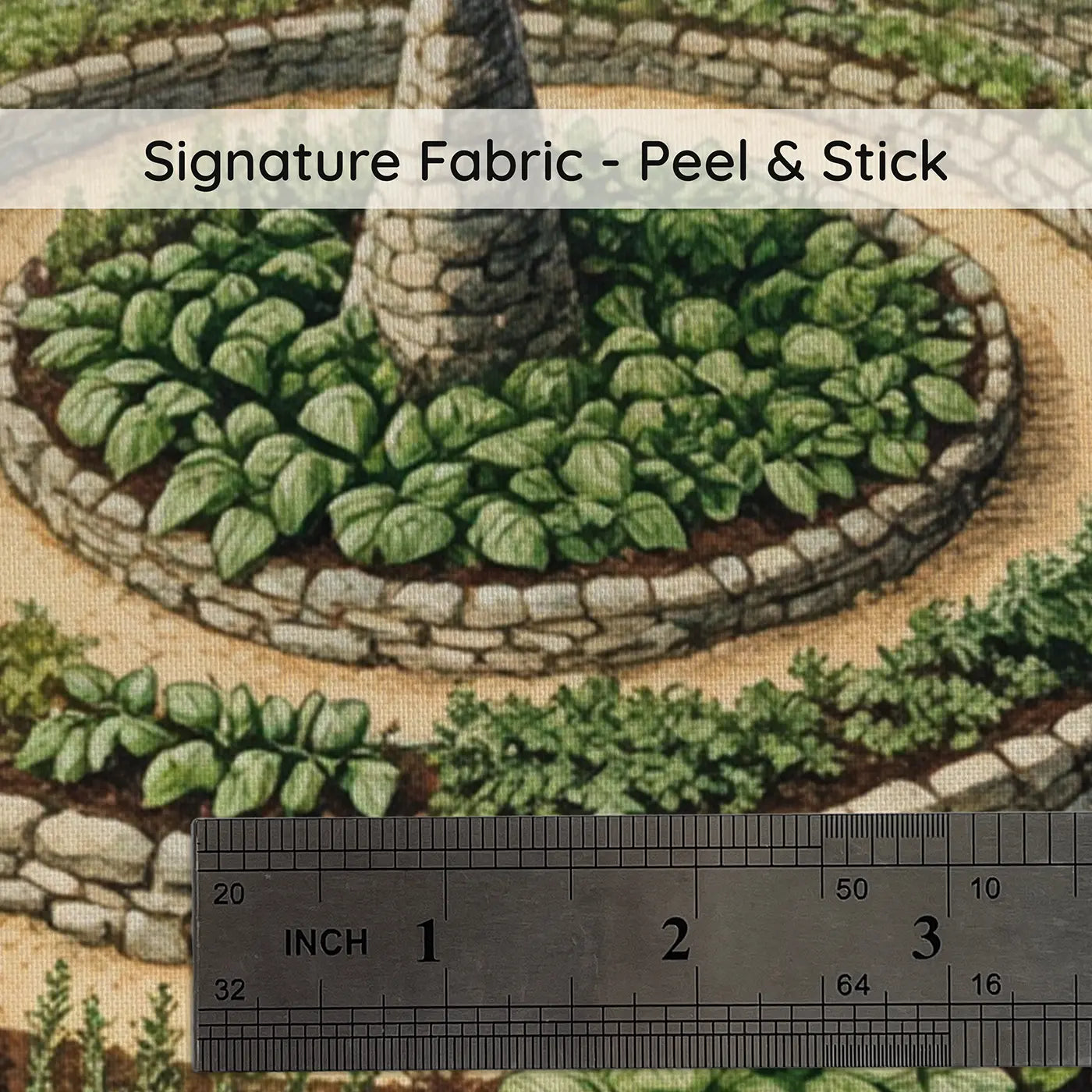 Fabric texture close-up of Herb Spiral Garden Above Wallpaper Mural by Whimsy Tots