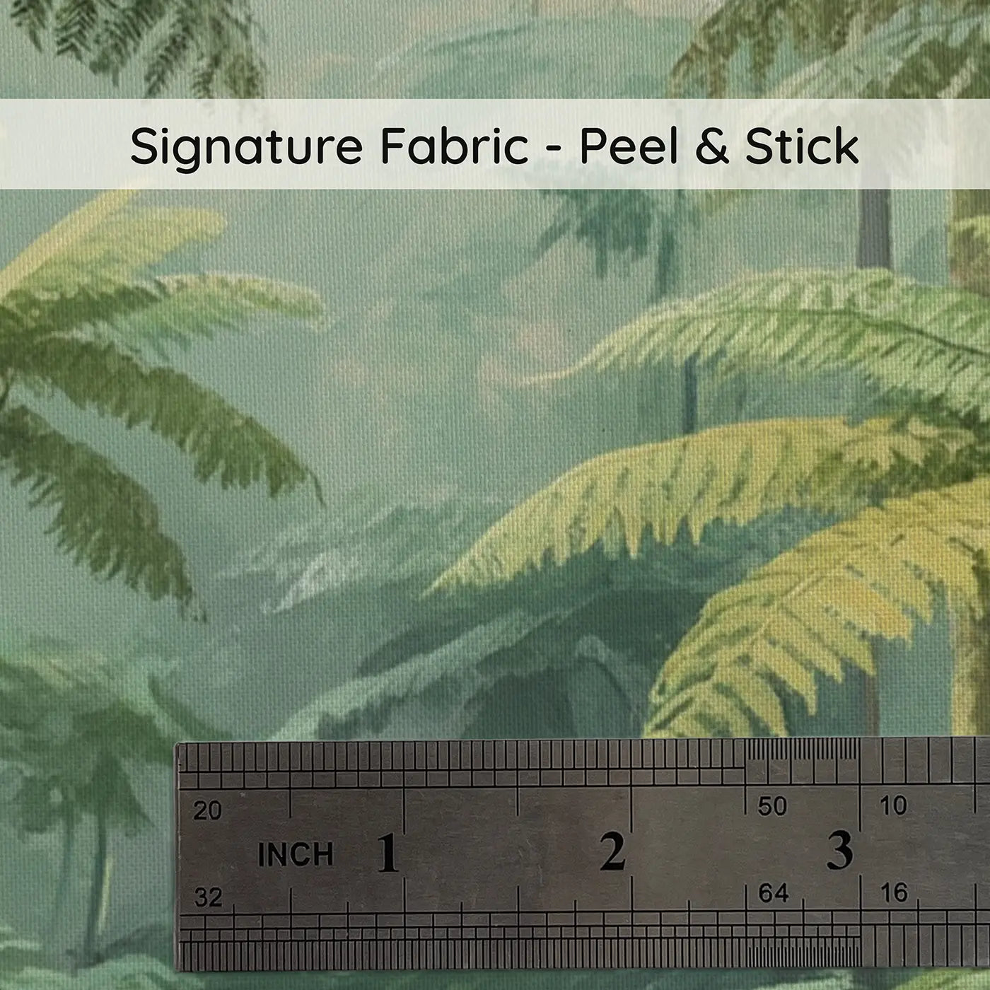 Fabric texture close-up of Temperate Fern Forest Wallpaper Mural by Whimsy Tots