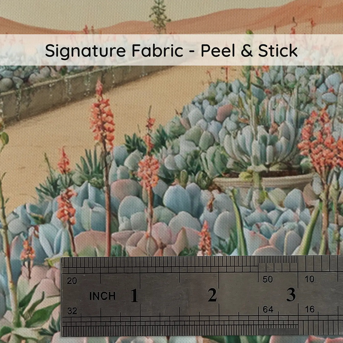 Fabric texture close-up of Desert Succulent Garden Wallpaper Mural by Whimsy Tots