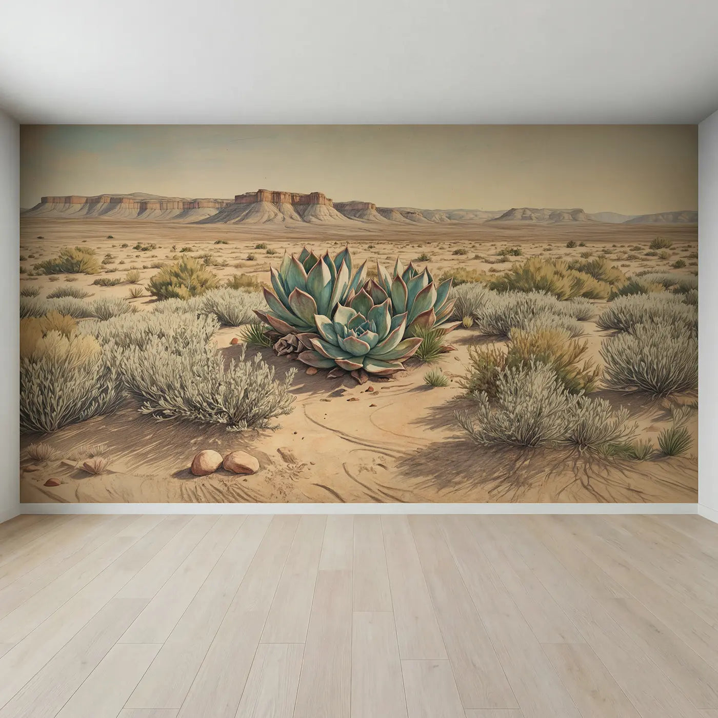 Full view of Succulent Rosette Above Wallpaper Mural by Whimsy Tots